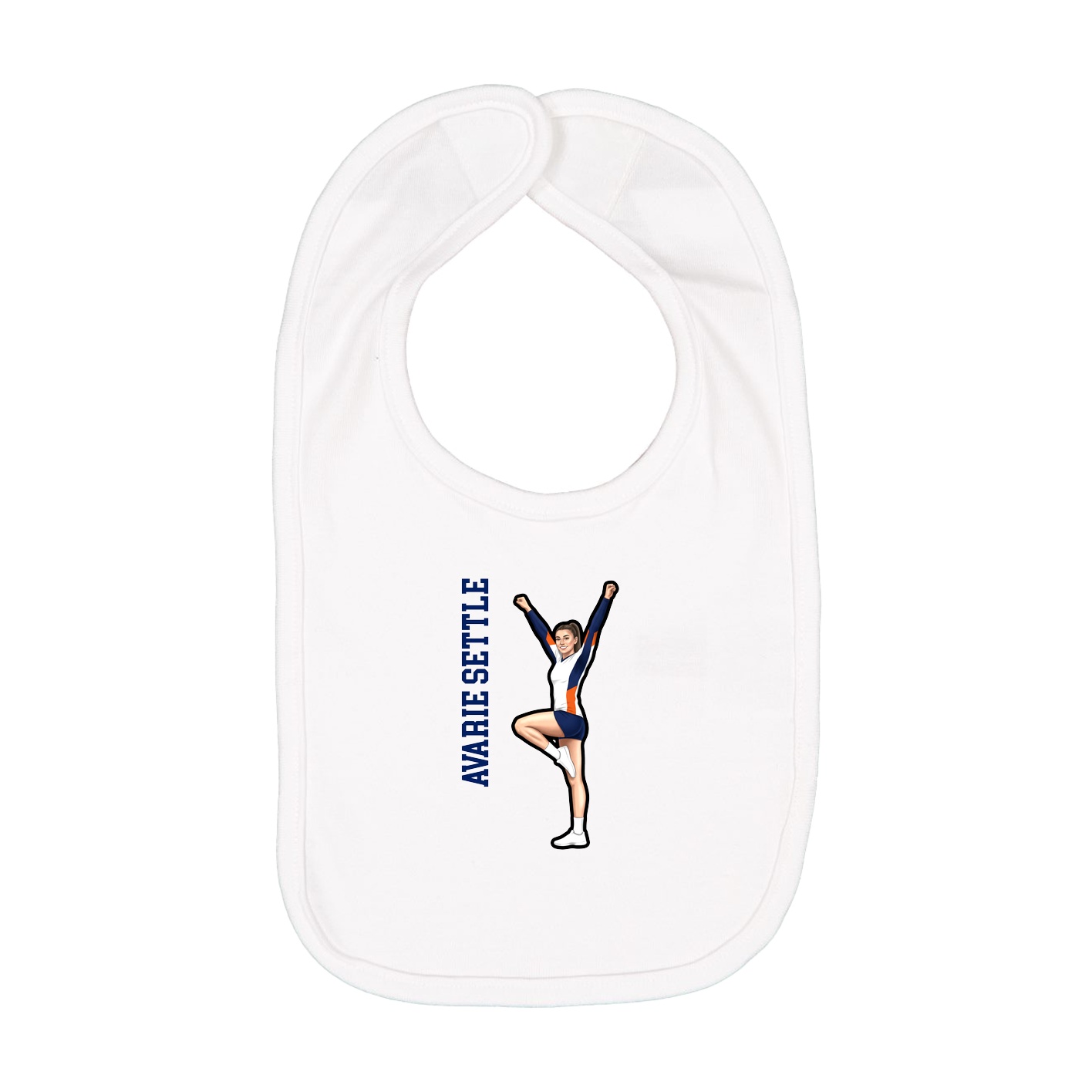 Infant Bib — Name Vertical in White