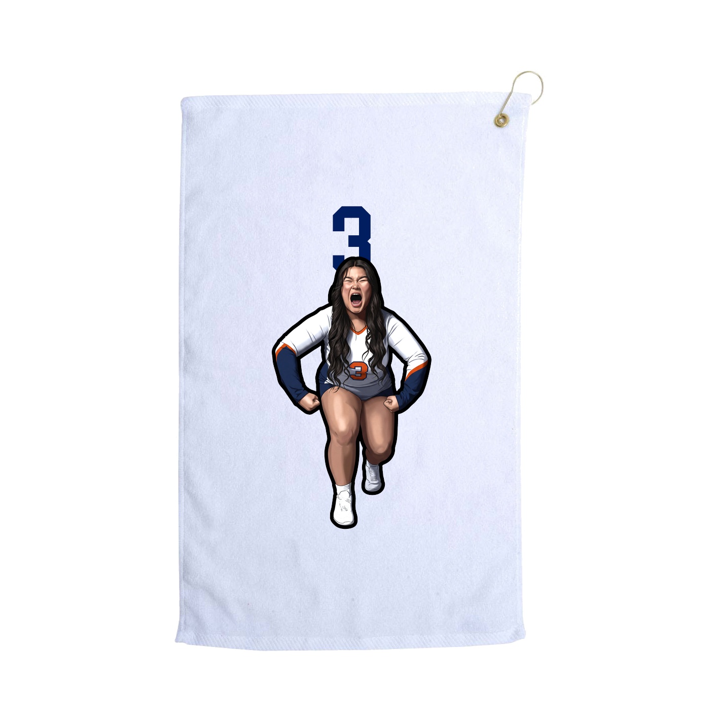 Golf Towel — Number Top in White