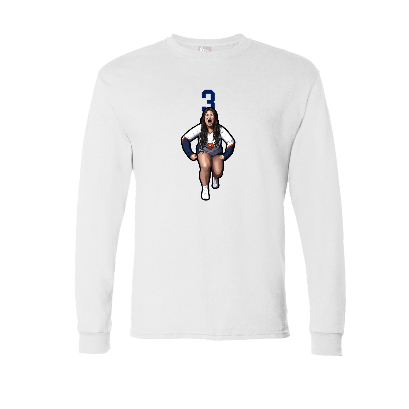 Long Sleeve Tee — Number Top in White
