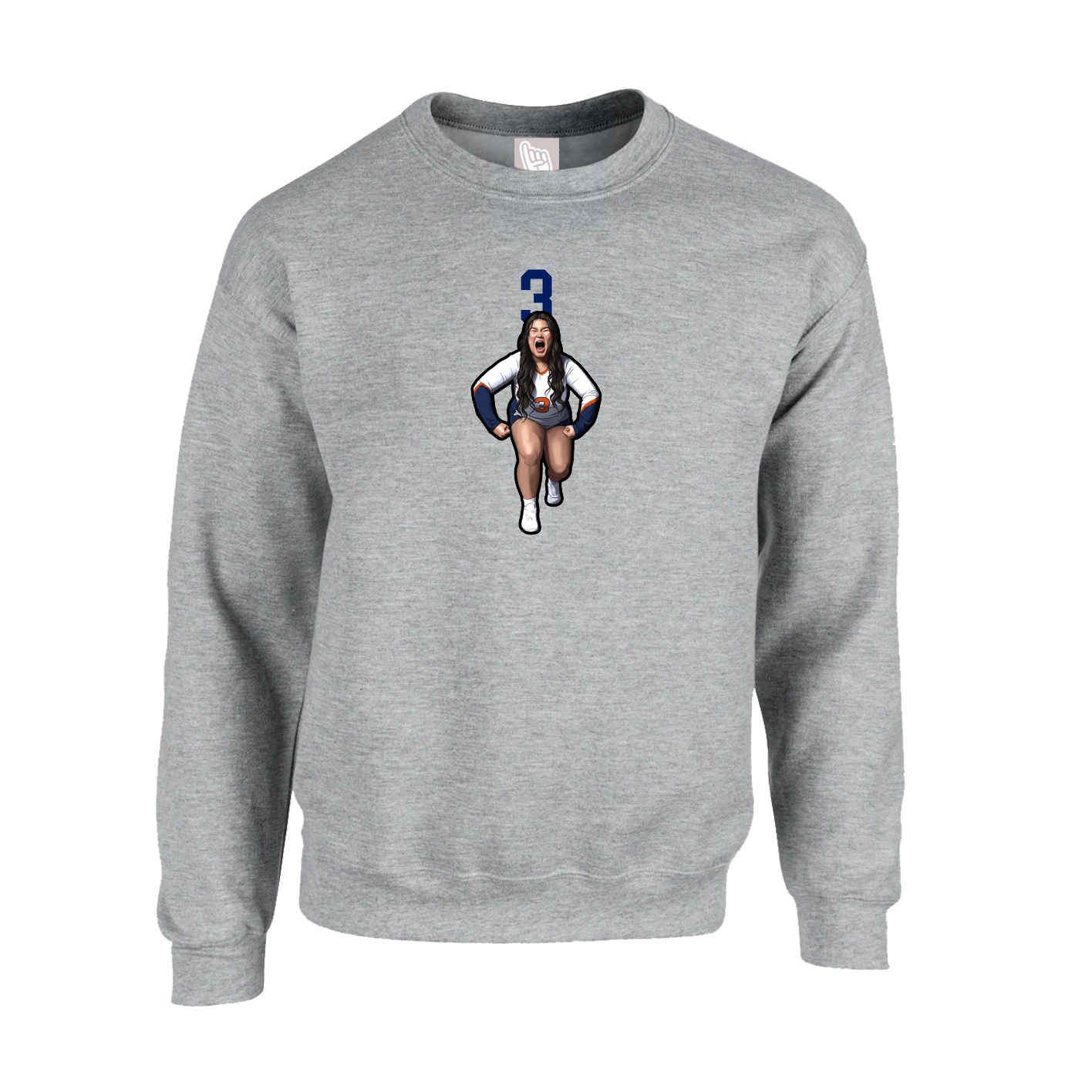 Fleece Crew — Number Top in Grey