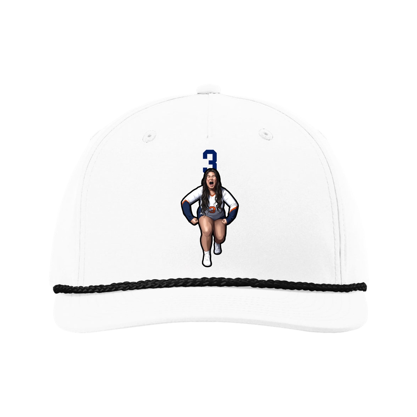 Five-Panel Classic Rope Cap — Number Top in White