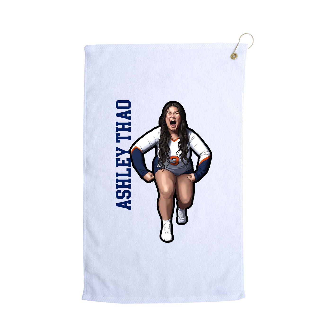 Golf Towel — Name Vertical in White