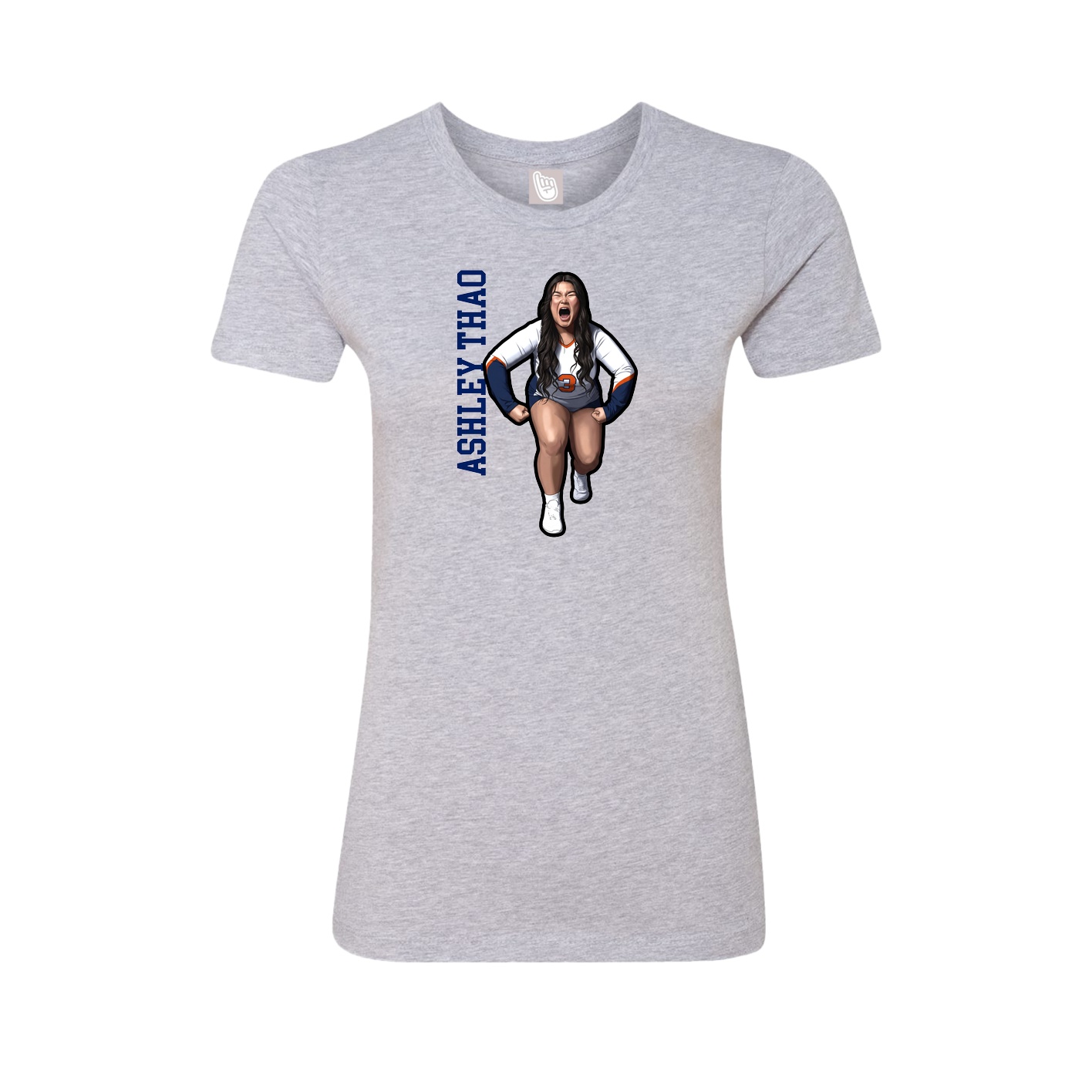 Womens Tee — Name Vertical in Grey