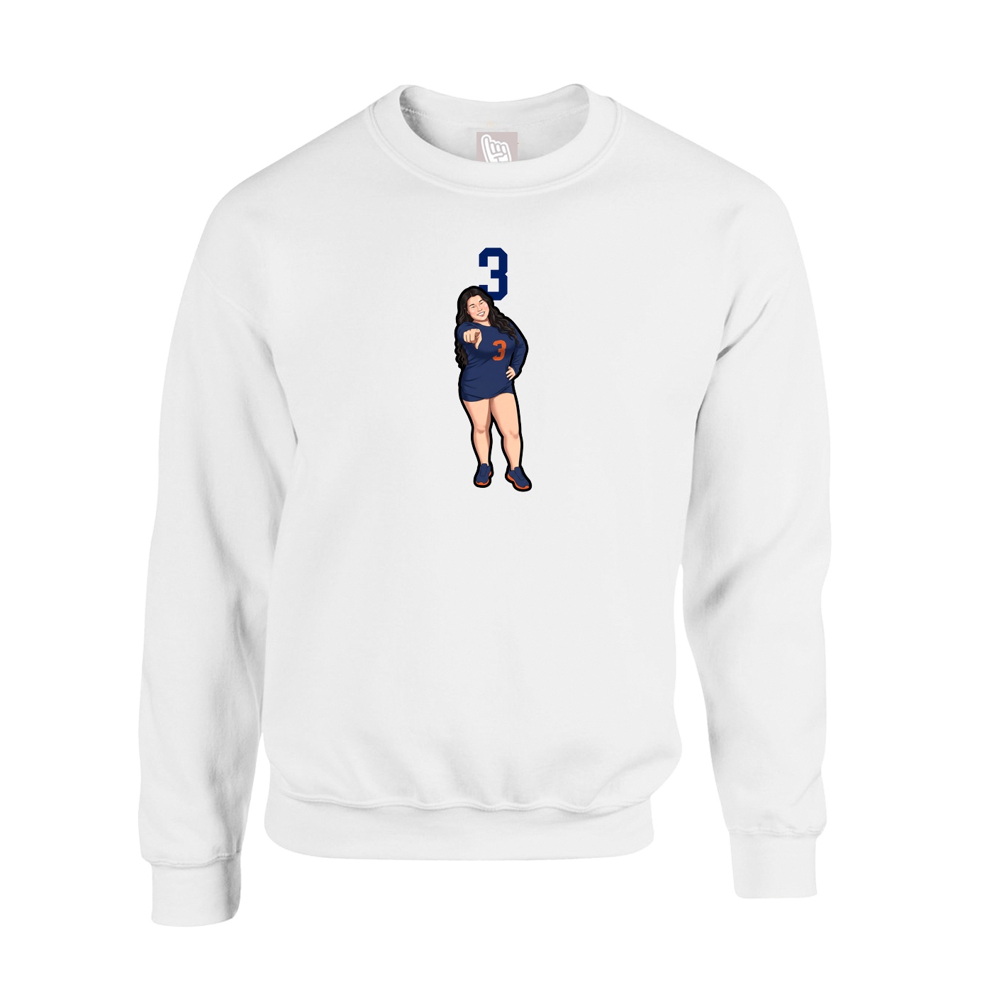 Fleece Crew — Number Top in White