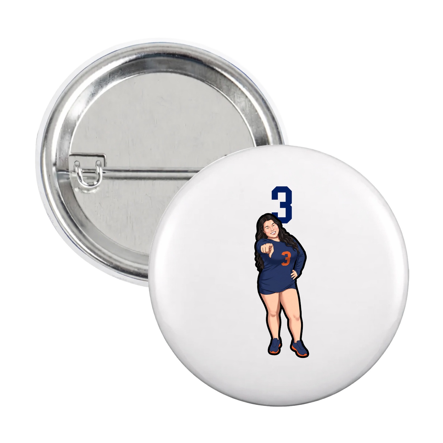 Game Day Button — Number Top in White