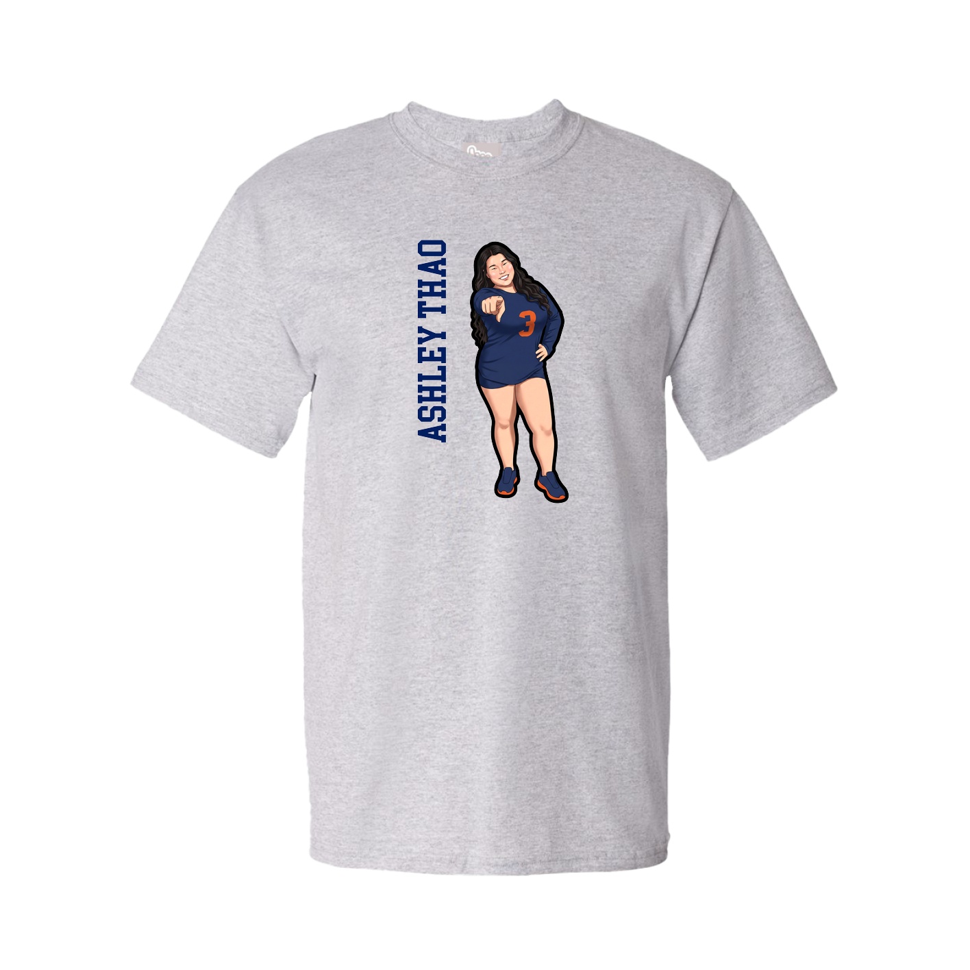 Tee — Name Vertical in Grey