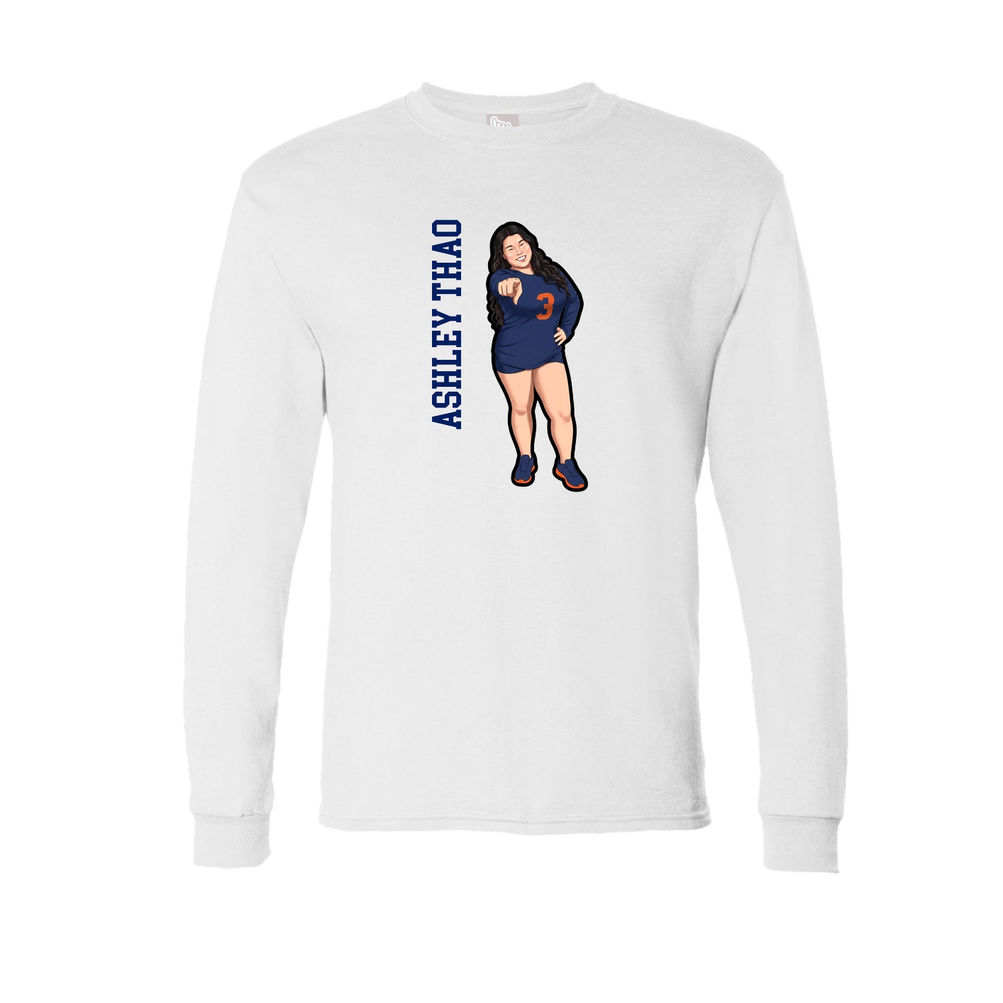 Long Sleeve Tee — Name Vertical in White