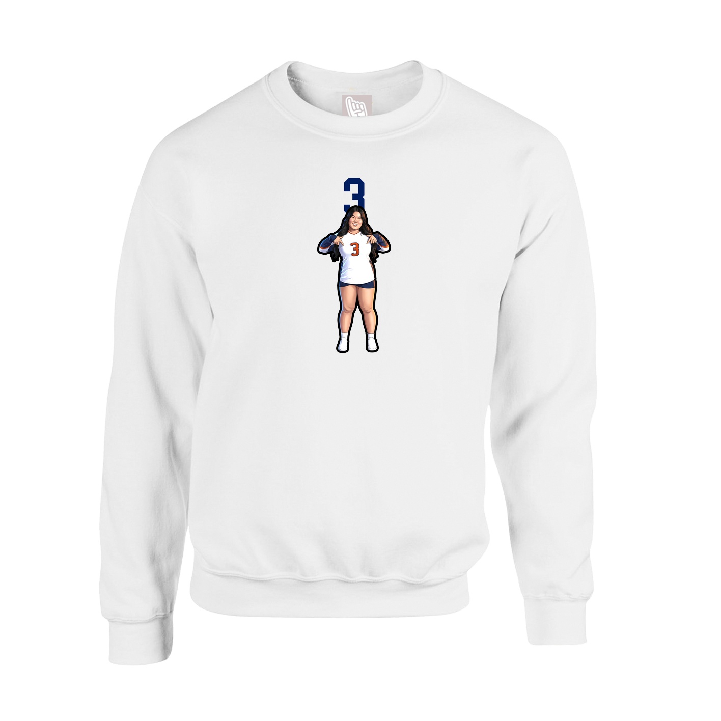 Fleece Crew — Number Top in White