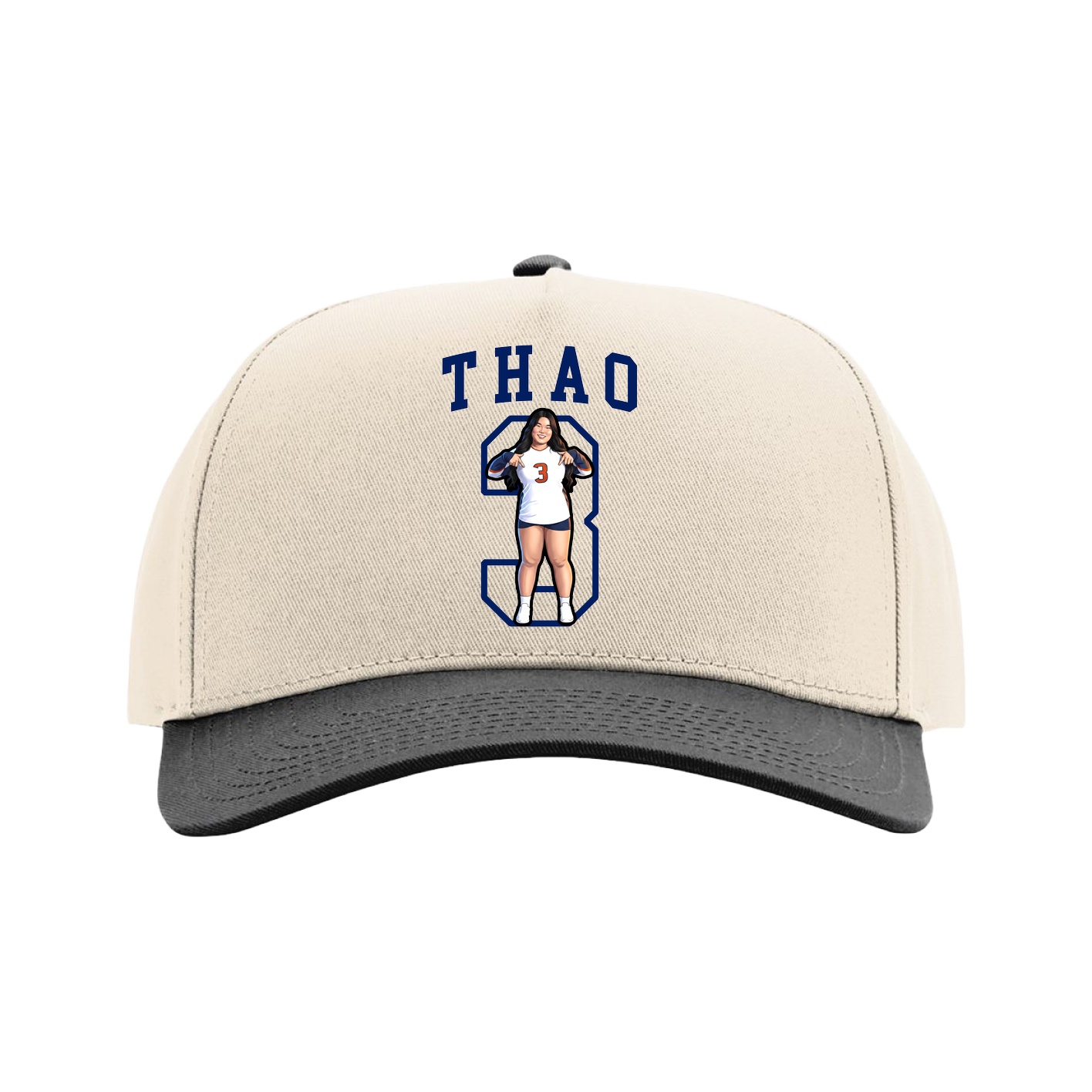Full Fabric Five-Panel Champ Cap — Shirsey in Cream/Black