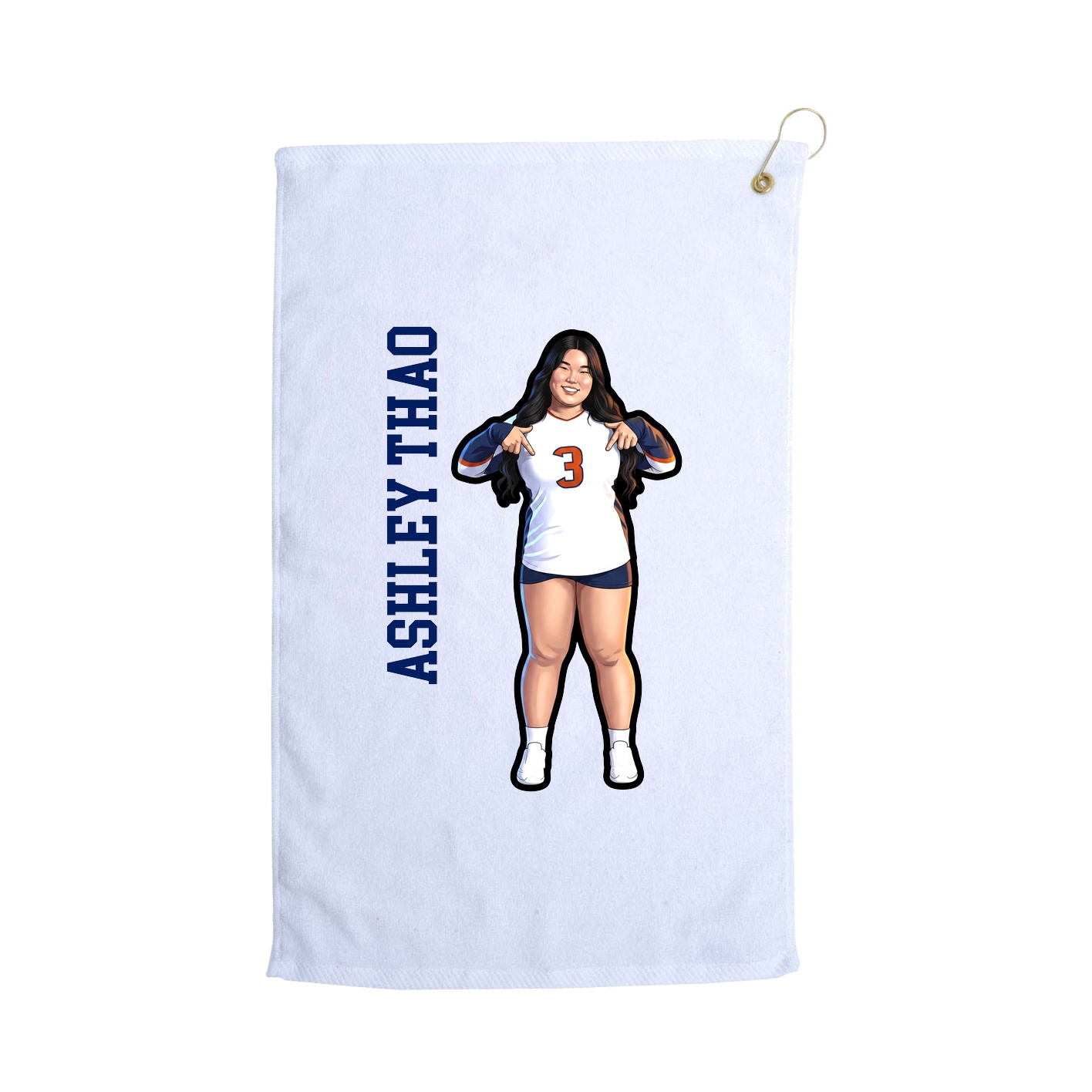 Golf Towel — Name Vertical in White