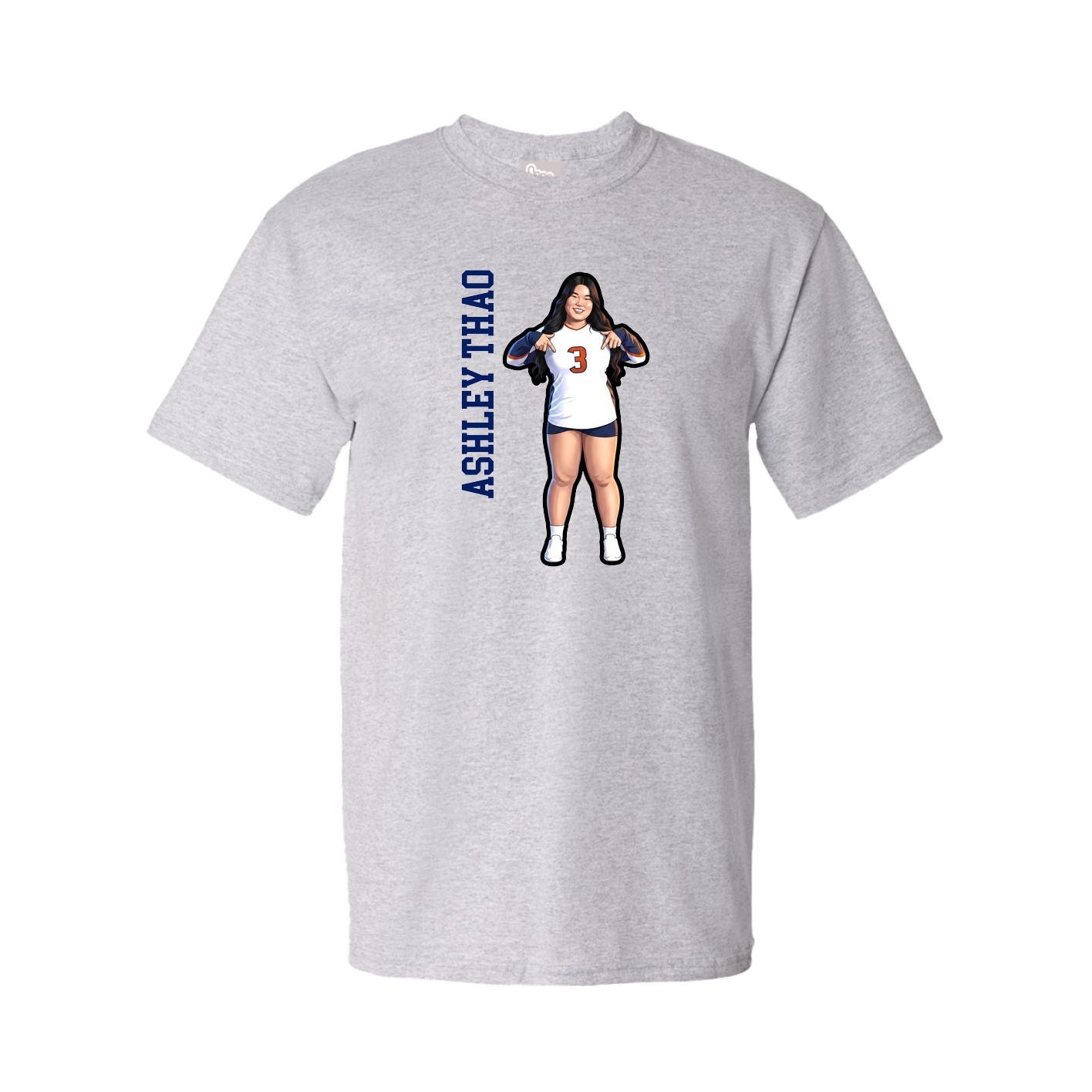Youth Tee — Name Vertical in Grey