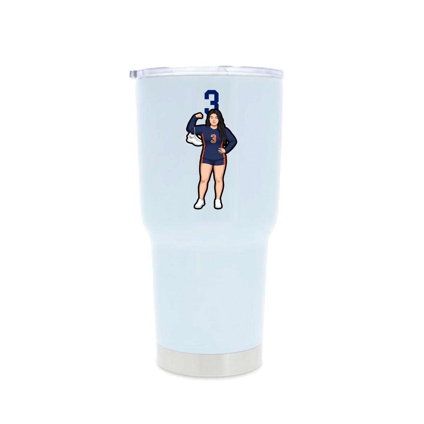 30oz Stainless Steel Tumbler — Number Top in White