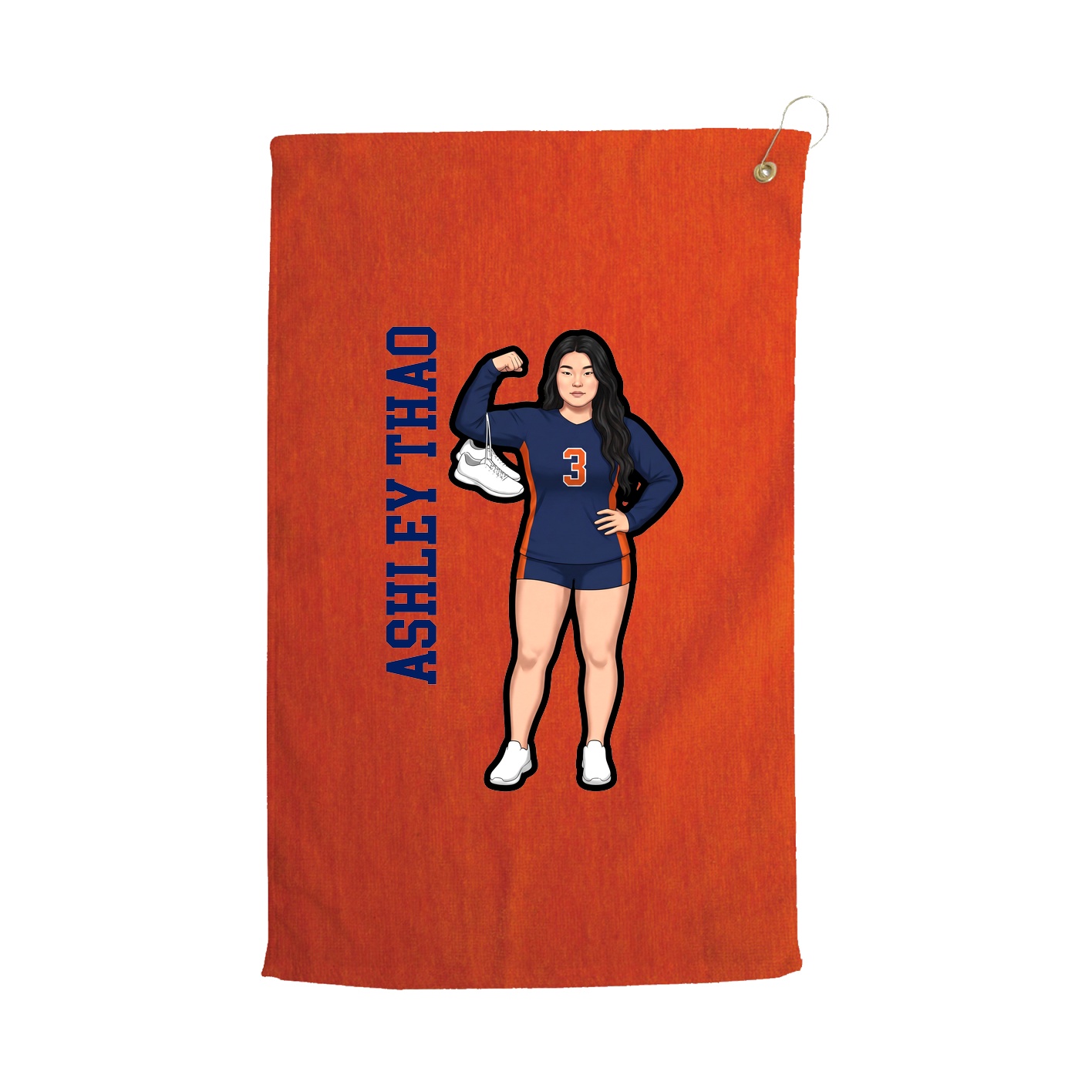 Golf Towel — Name Vertical in Orange