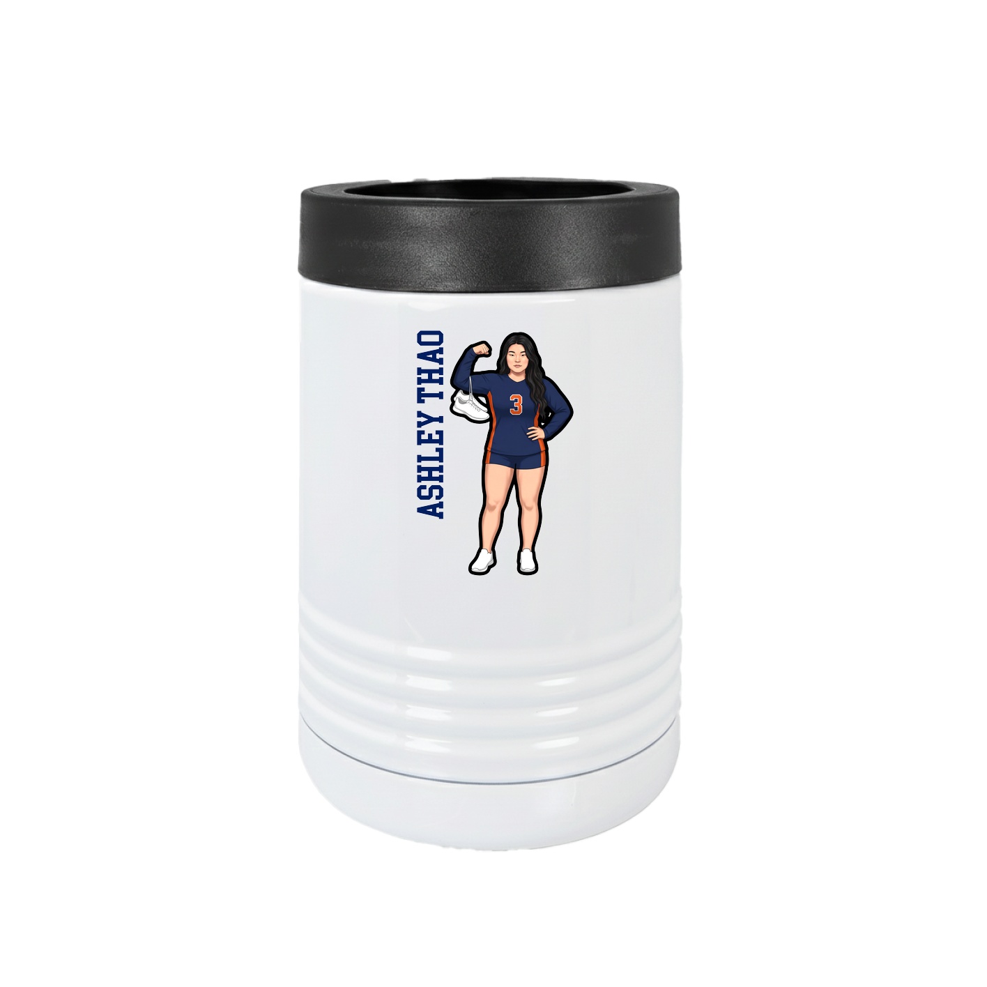 Beverage Holder — Name Vertical in White