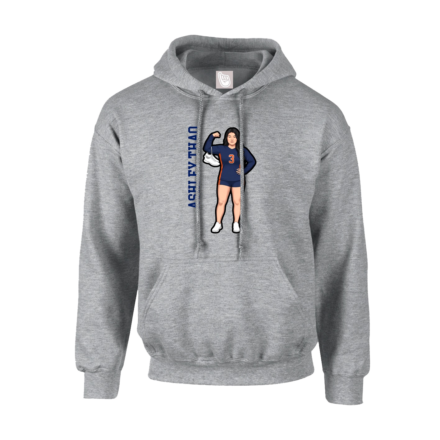 Youth Hoodie — Name Vertical in Grey