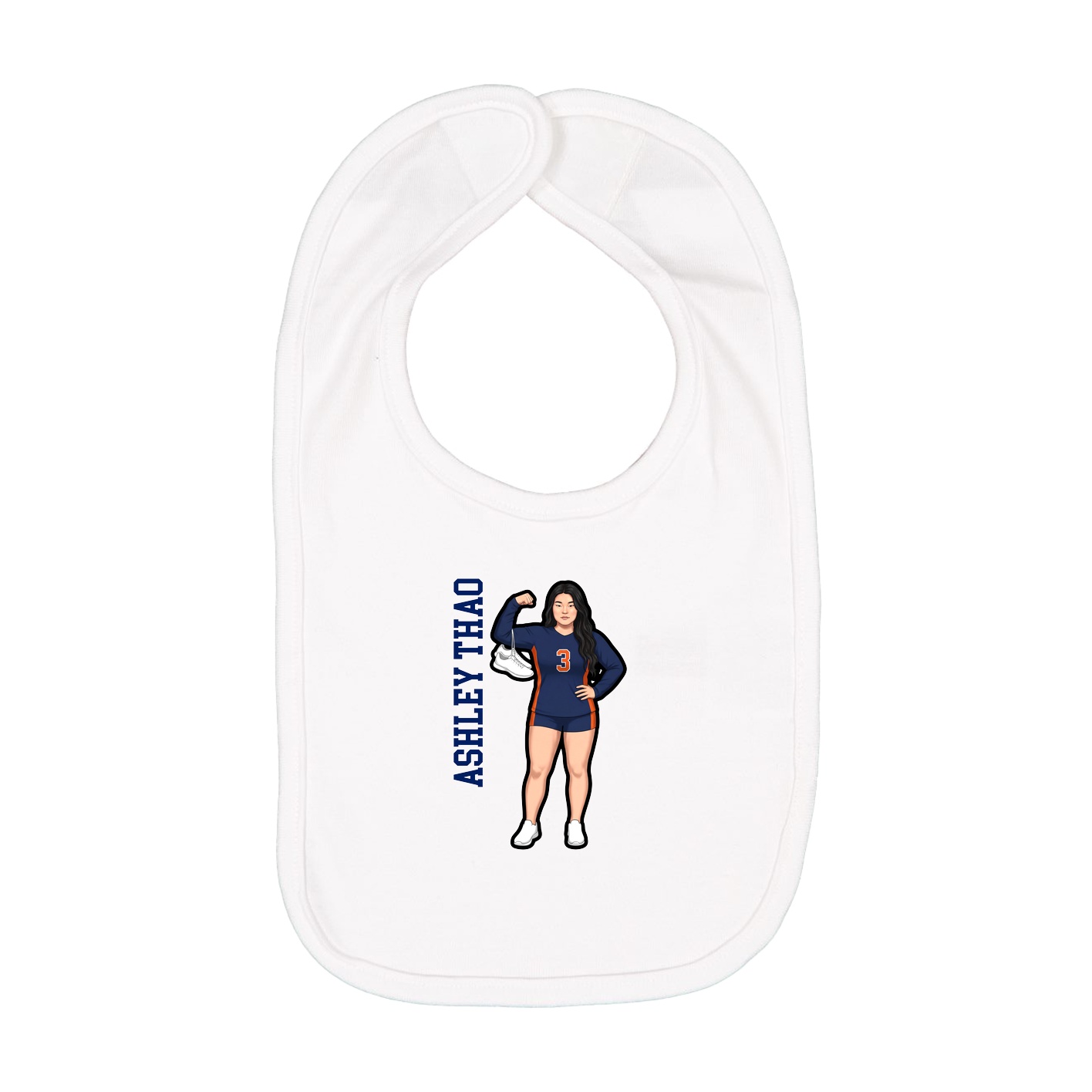 Infant Bib — Name Vertical in White