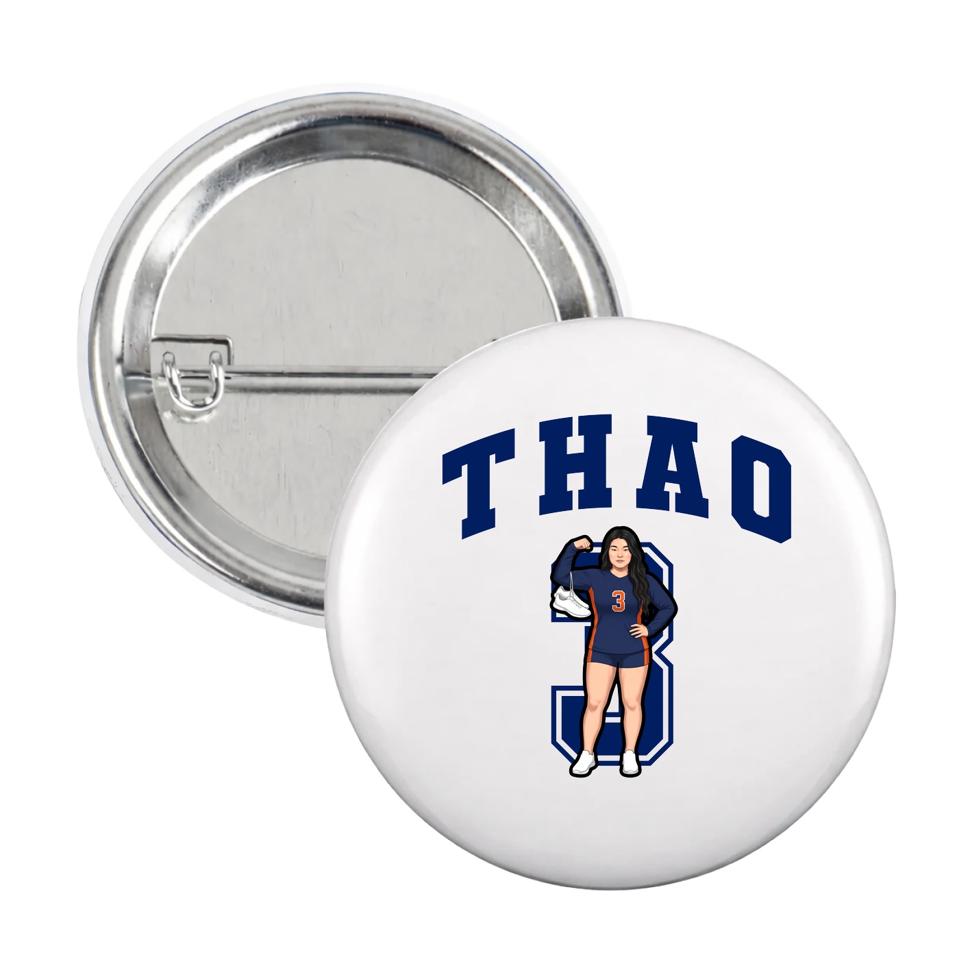 Game Day Button — Number in White
