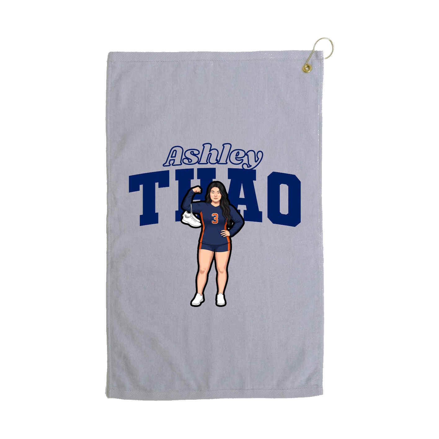 Golf Towel — Name Arch in Grey