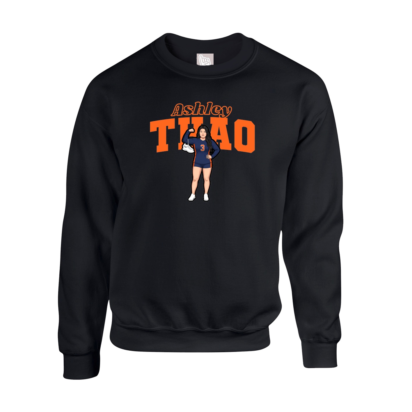 Fleece Crew — Name Arch in Black