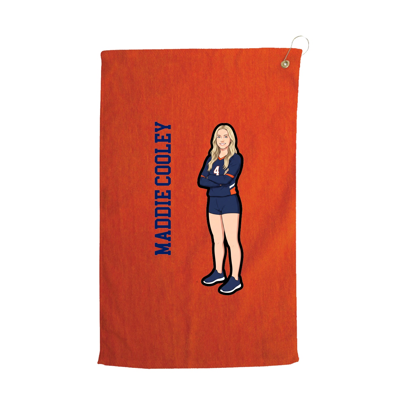 Golf Towel — Name Vertical in Orange