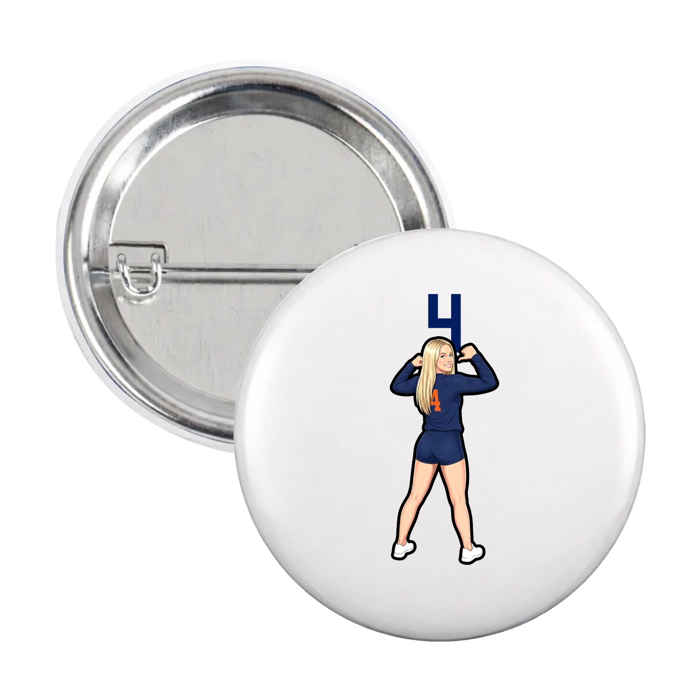 Game Day Button — Number Top in White