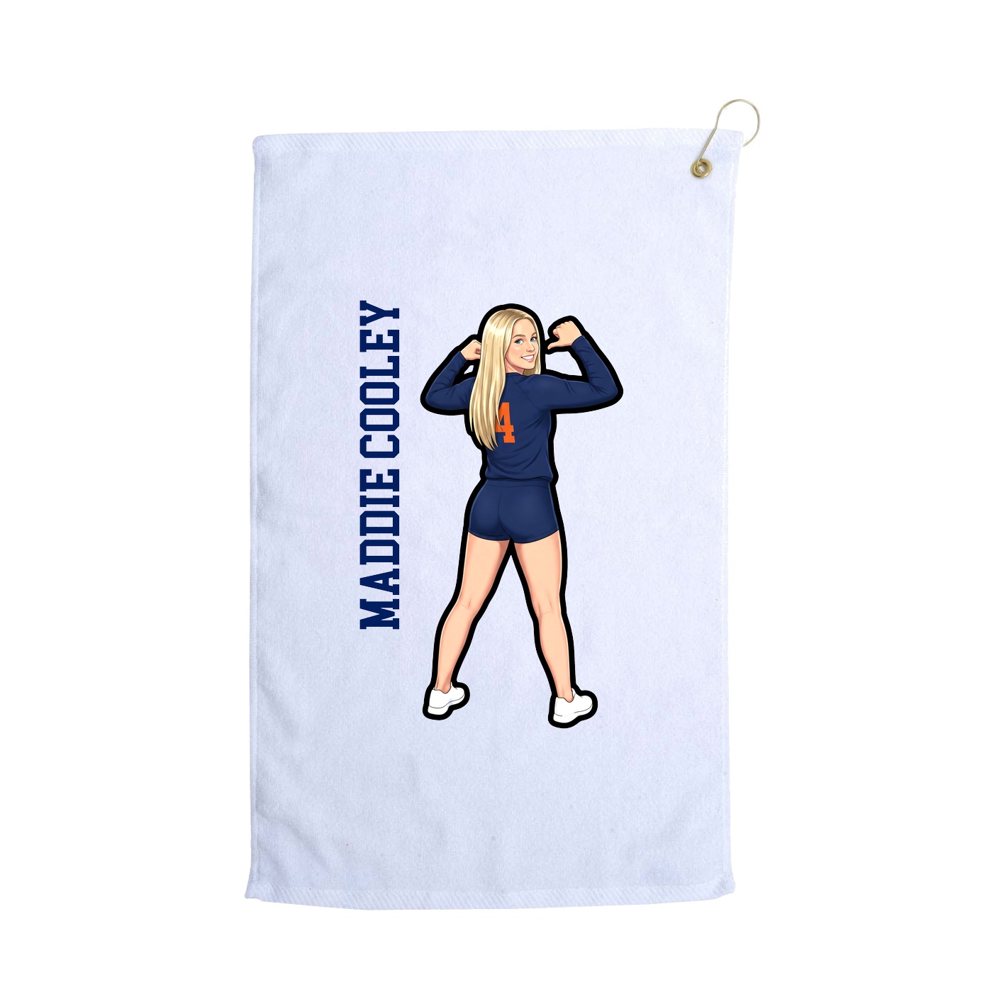 Golf Towel — Name Vertical in White