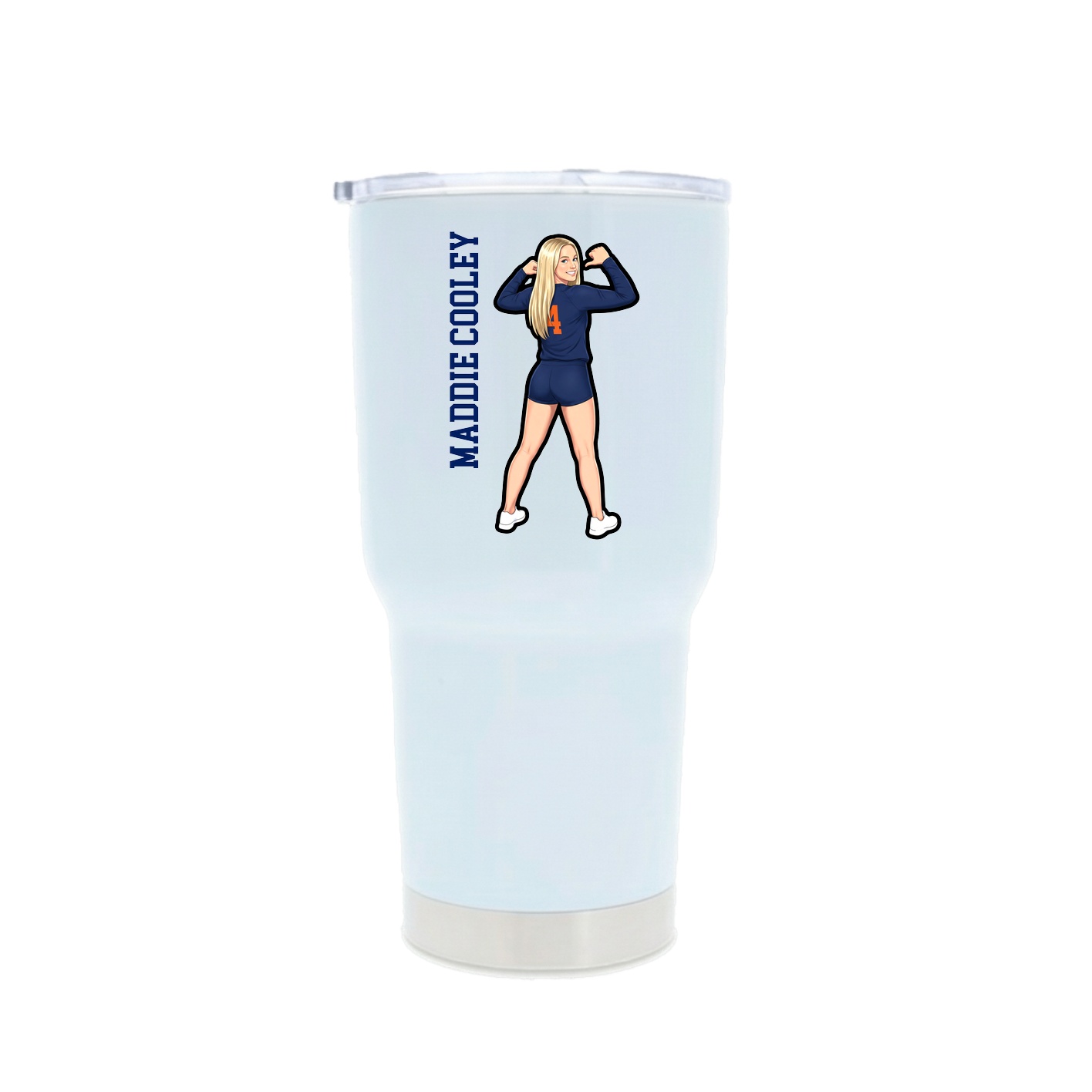 30oz Stainless Steel Tumbler — Name Vertical in White