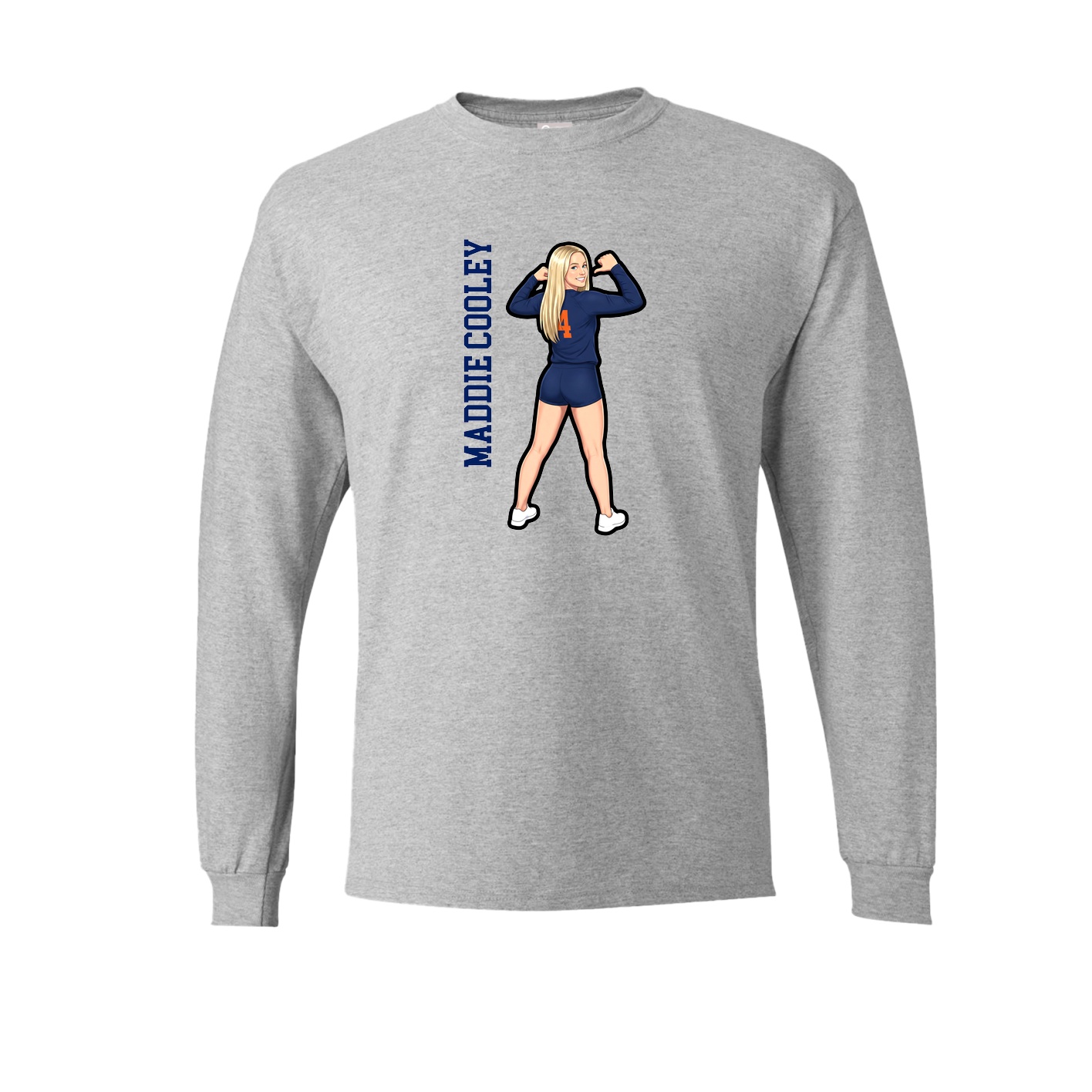 Long Sleeve Tee — Name Vertical in Grey