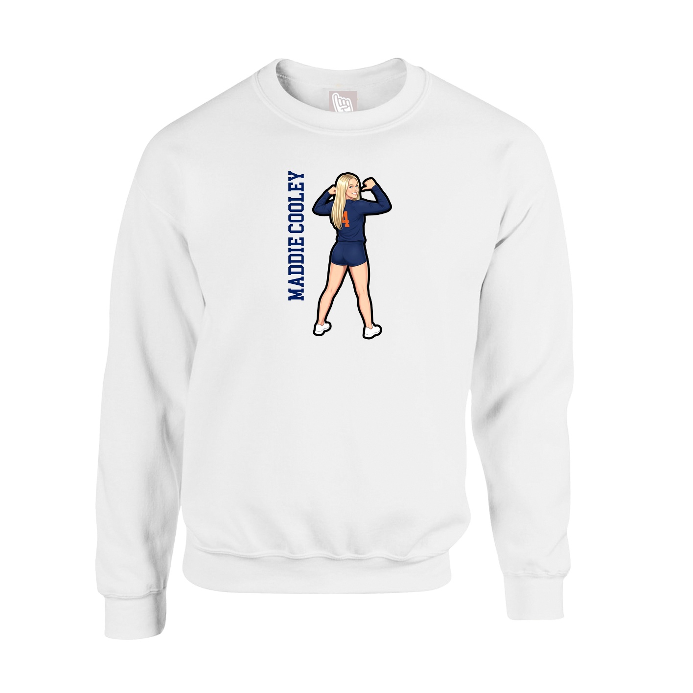 Fleece Crew — Name Vertical in White