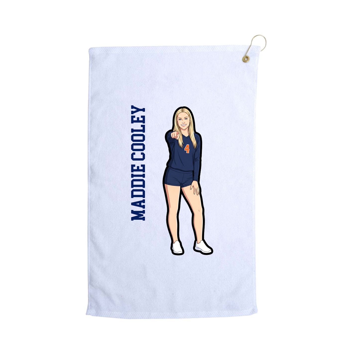 Golf Towel — Name Vertical in White