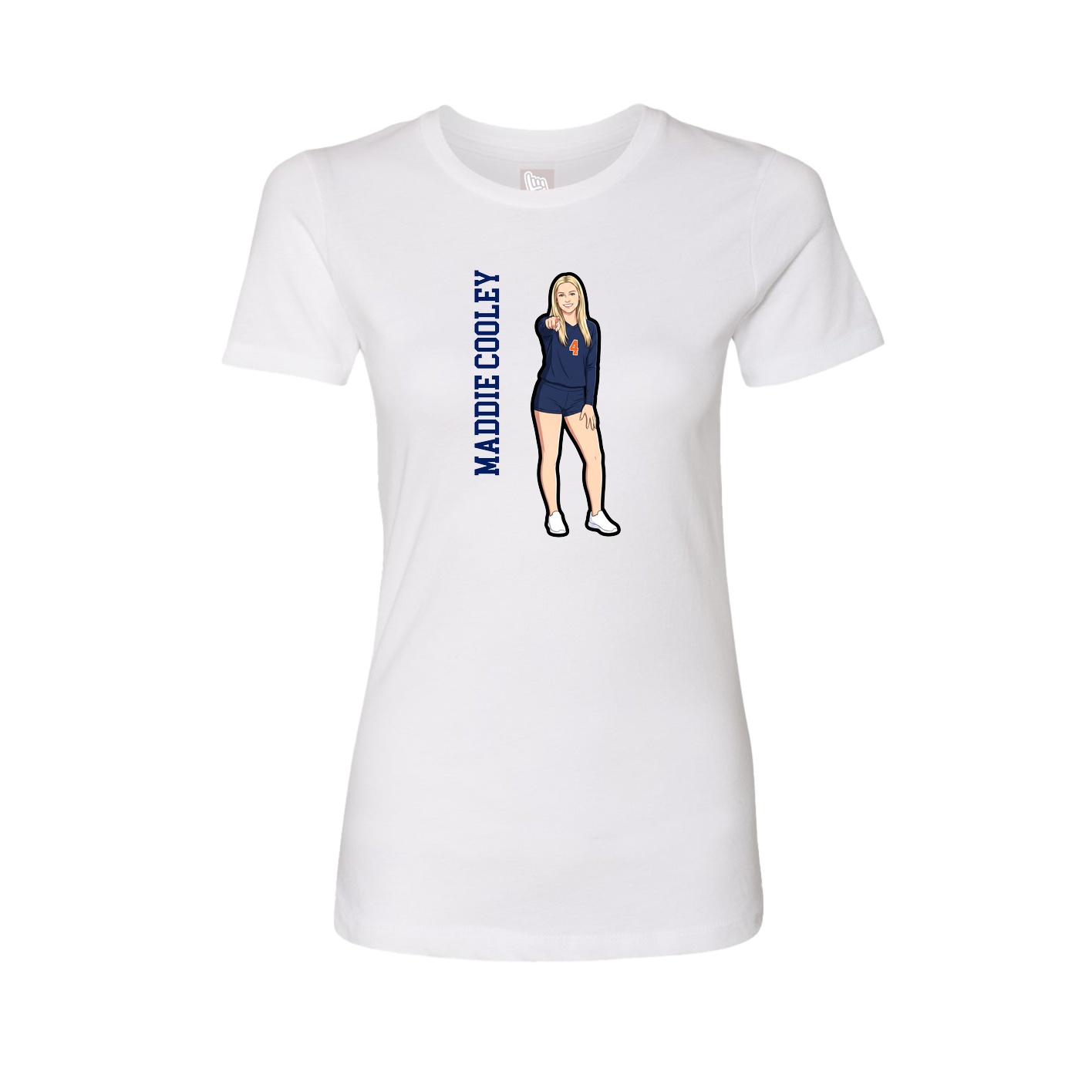 Womens Tee — Name Vertical in White