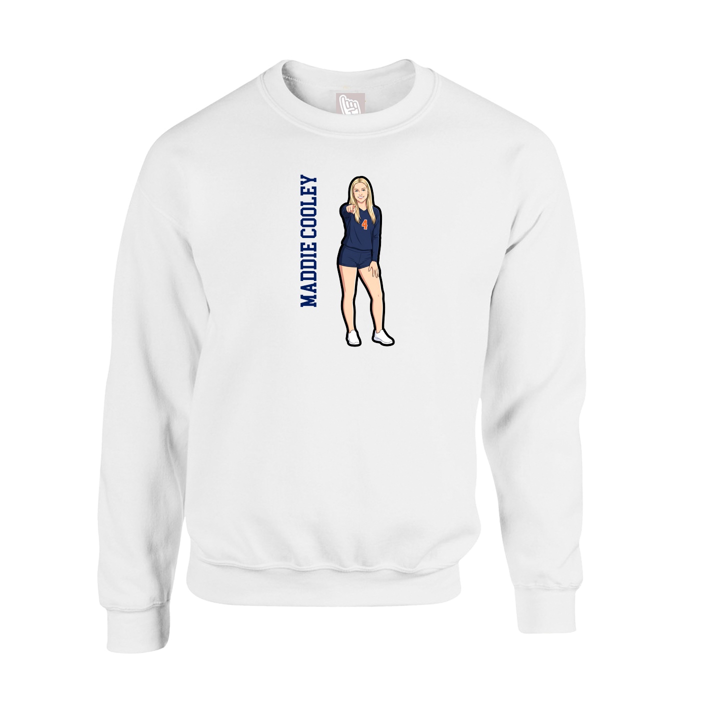 Fleece Crew — Name Vertical in White