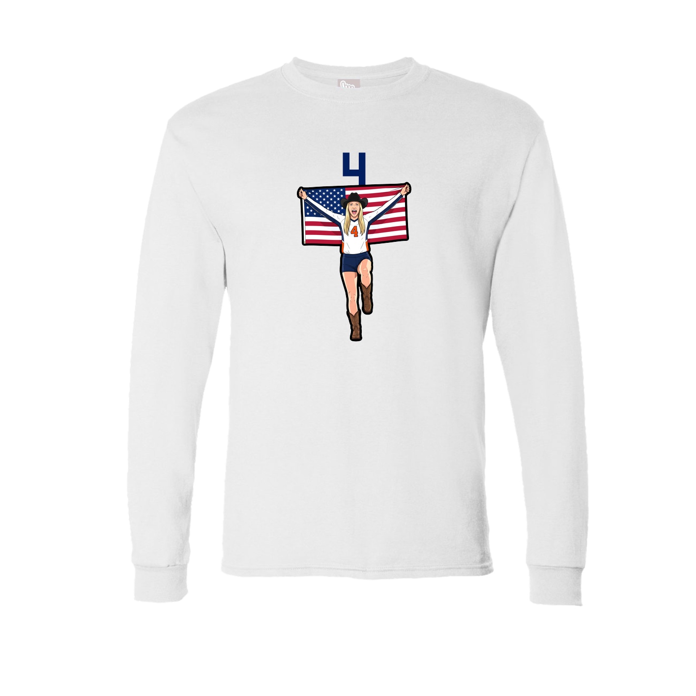 Long Sleeve Tee — Number Top in White