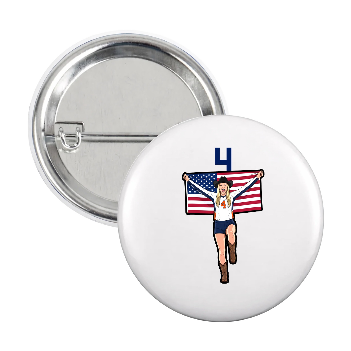 Game Day Button — Number Top in White