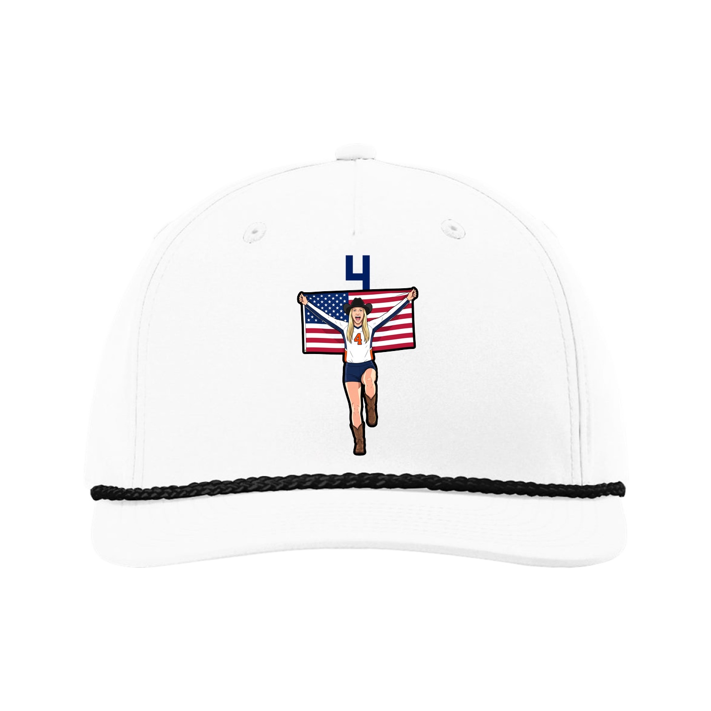 Five-Panel Classic Rope Cap — Number Top in White