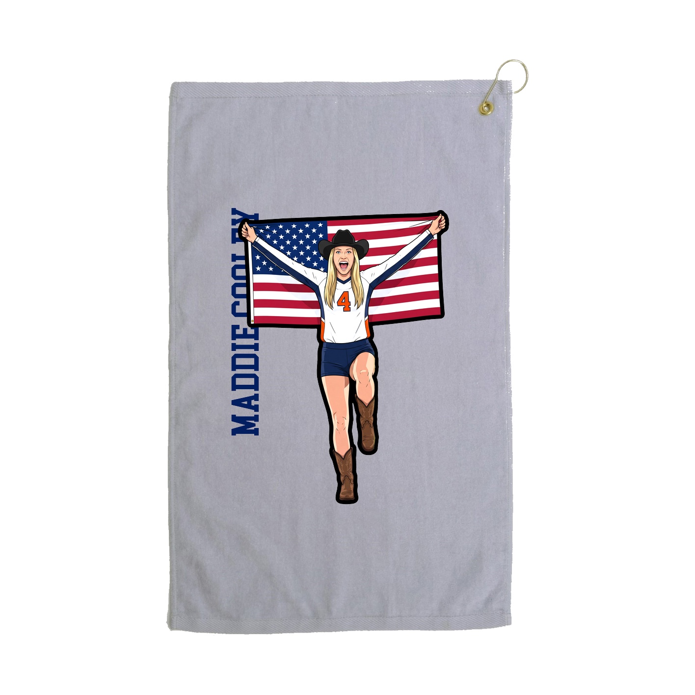 Golf Towel — Name Vertical in Grey