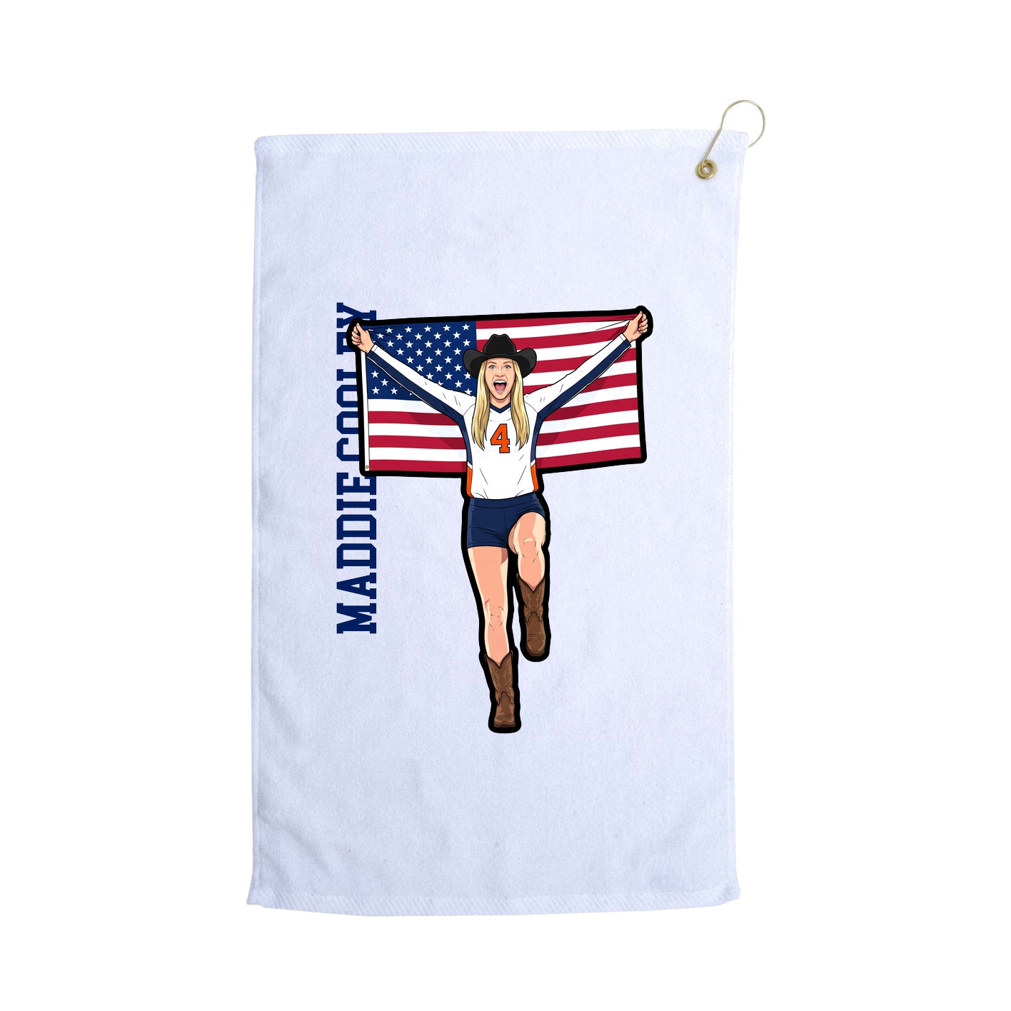 Golf Towel — Name Vertical in White