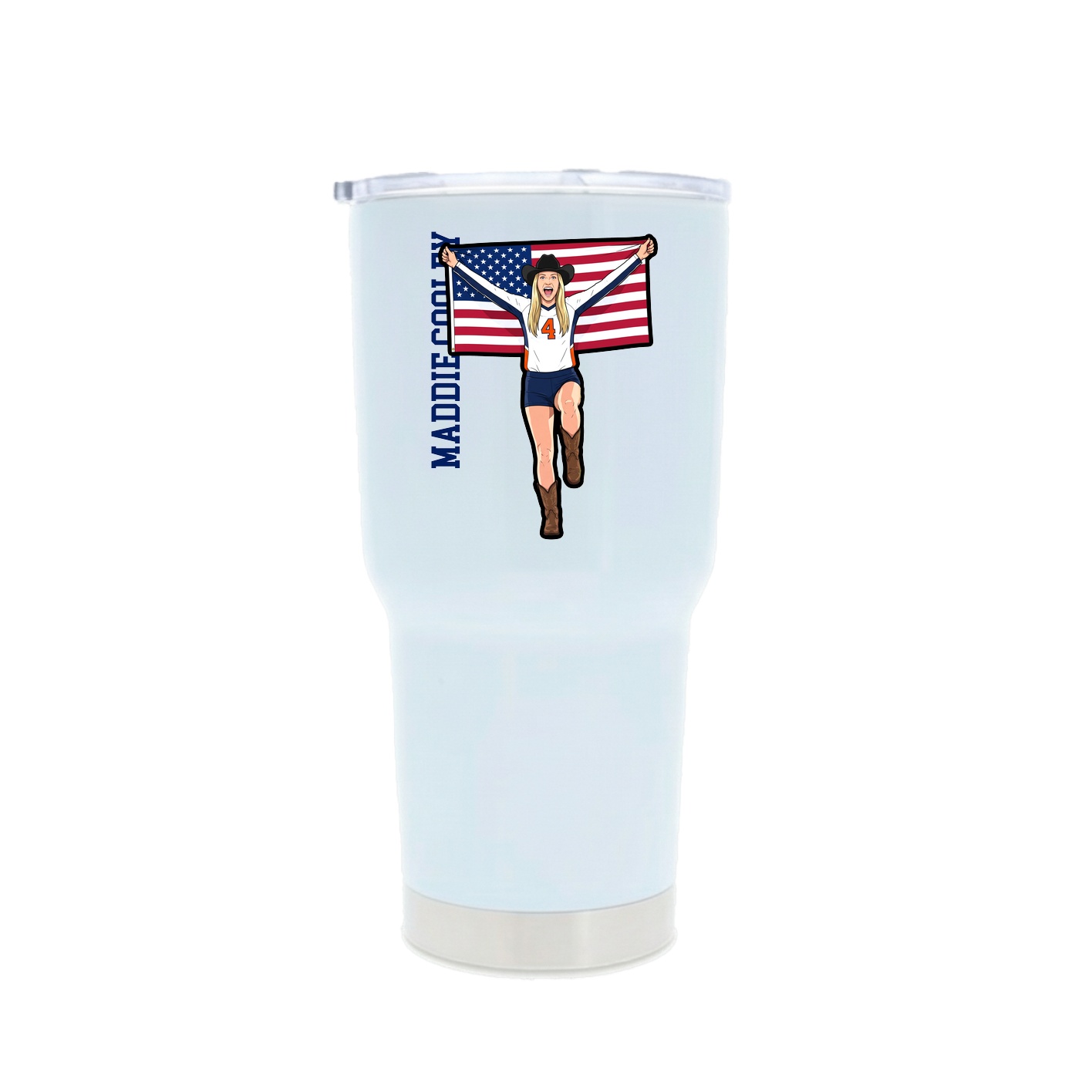 30oz Stainless Steel Tumbler — Name Vertical in White