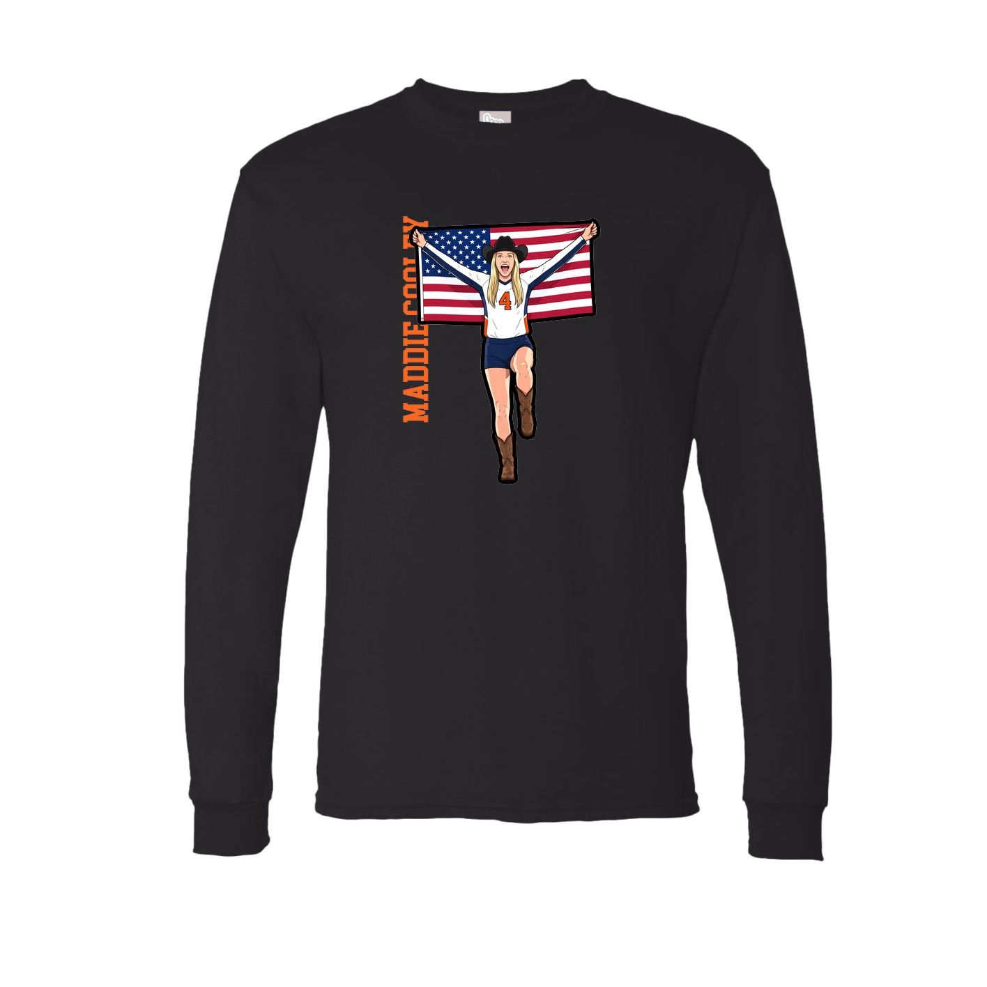 Long Sleeve Tee — Name Vertical in Black
