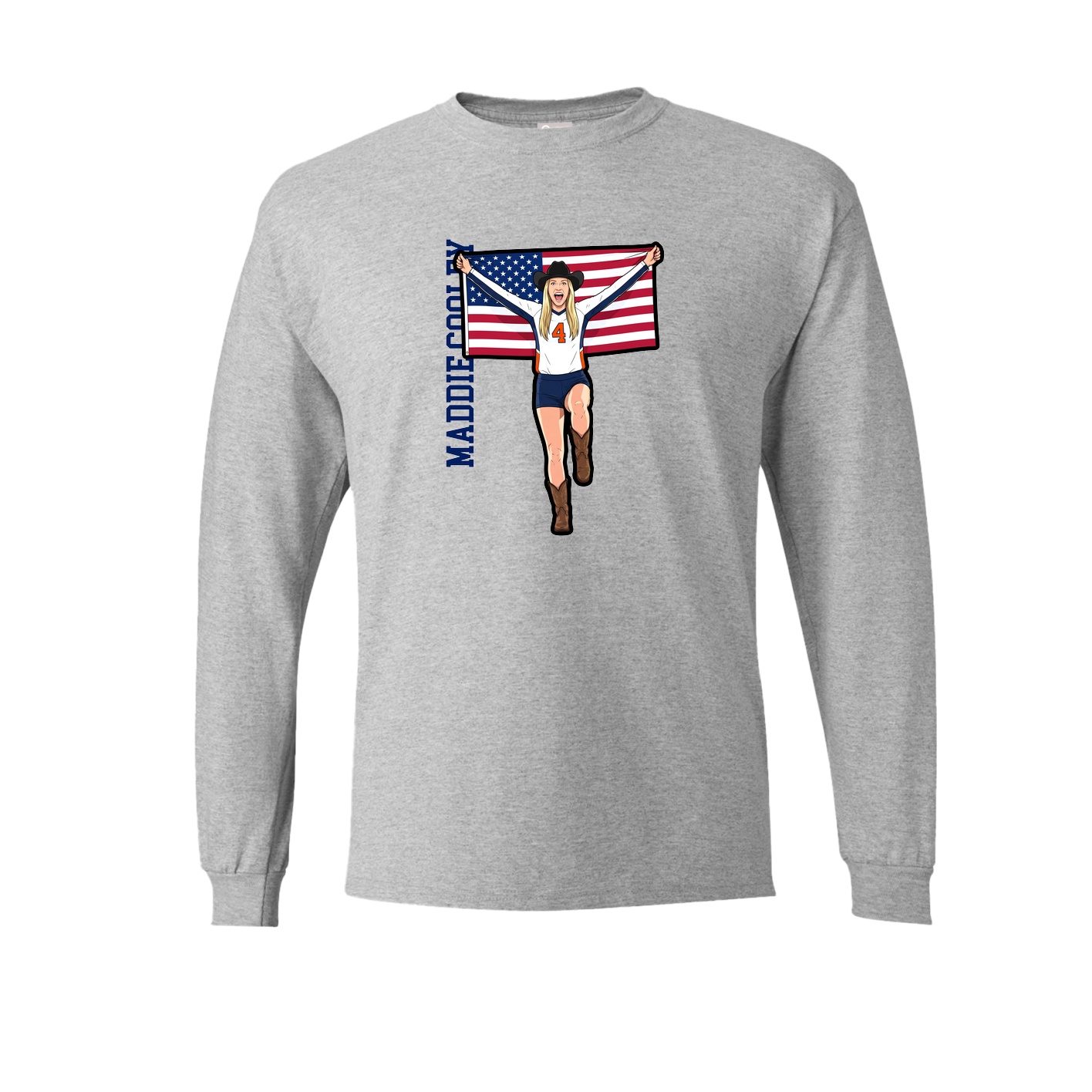 Long Sleeve Tee — Name Vertical in Grey
