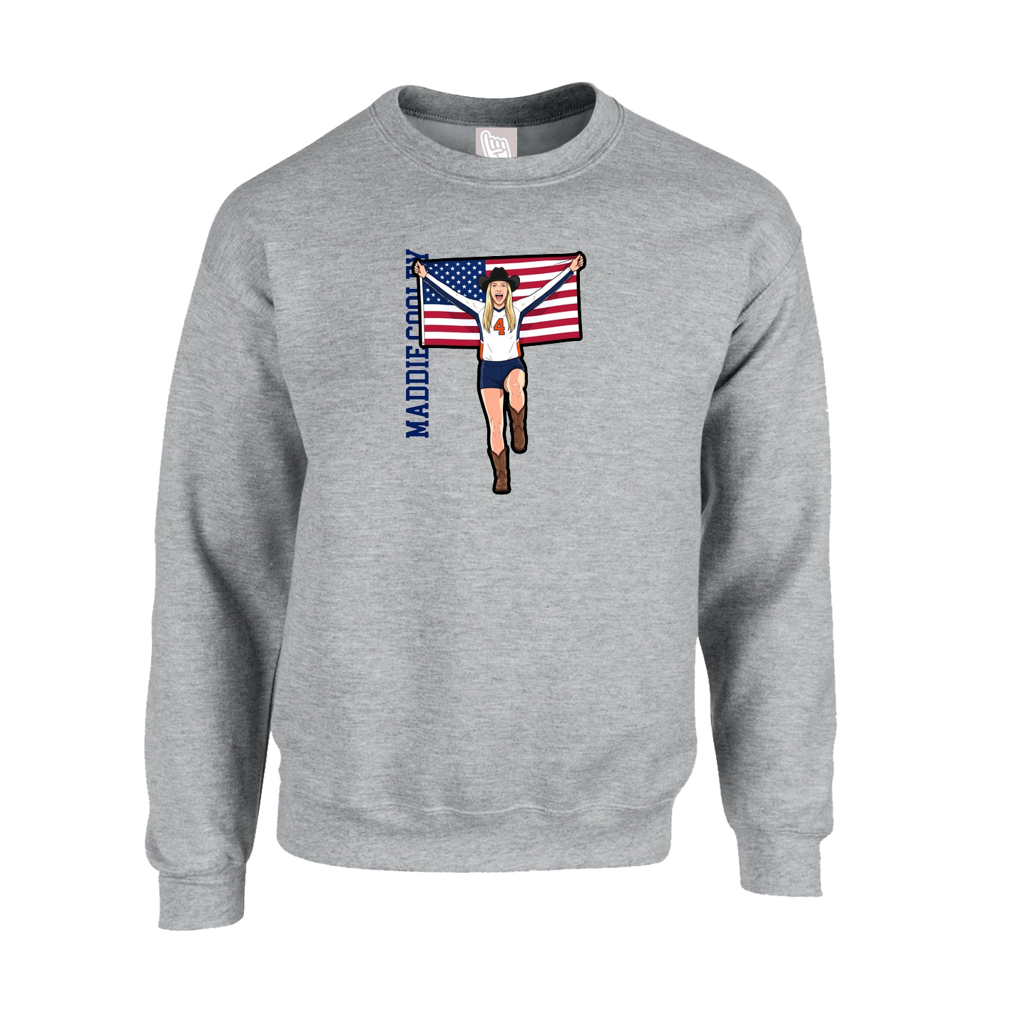 Fleece Crew — Name Vertical in Grey