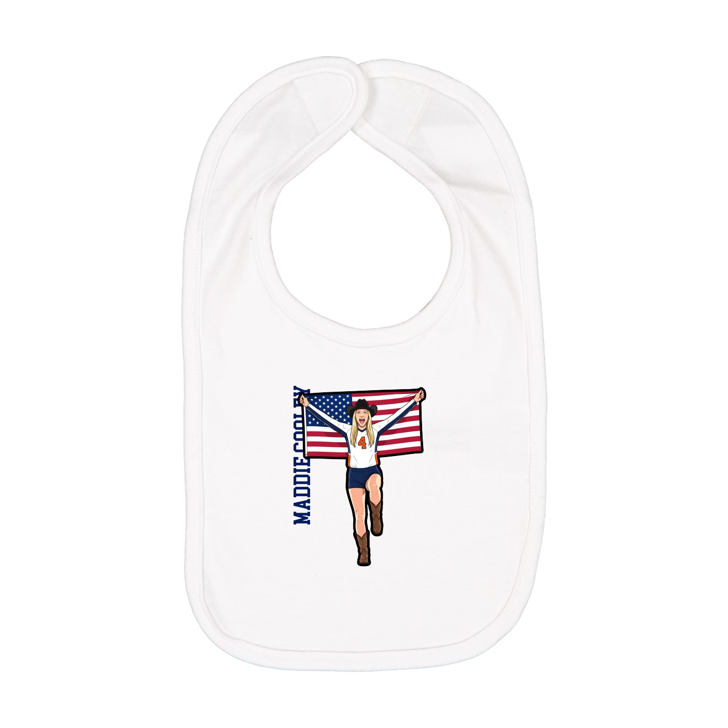 Infant Bib — Name Vertical in White