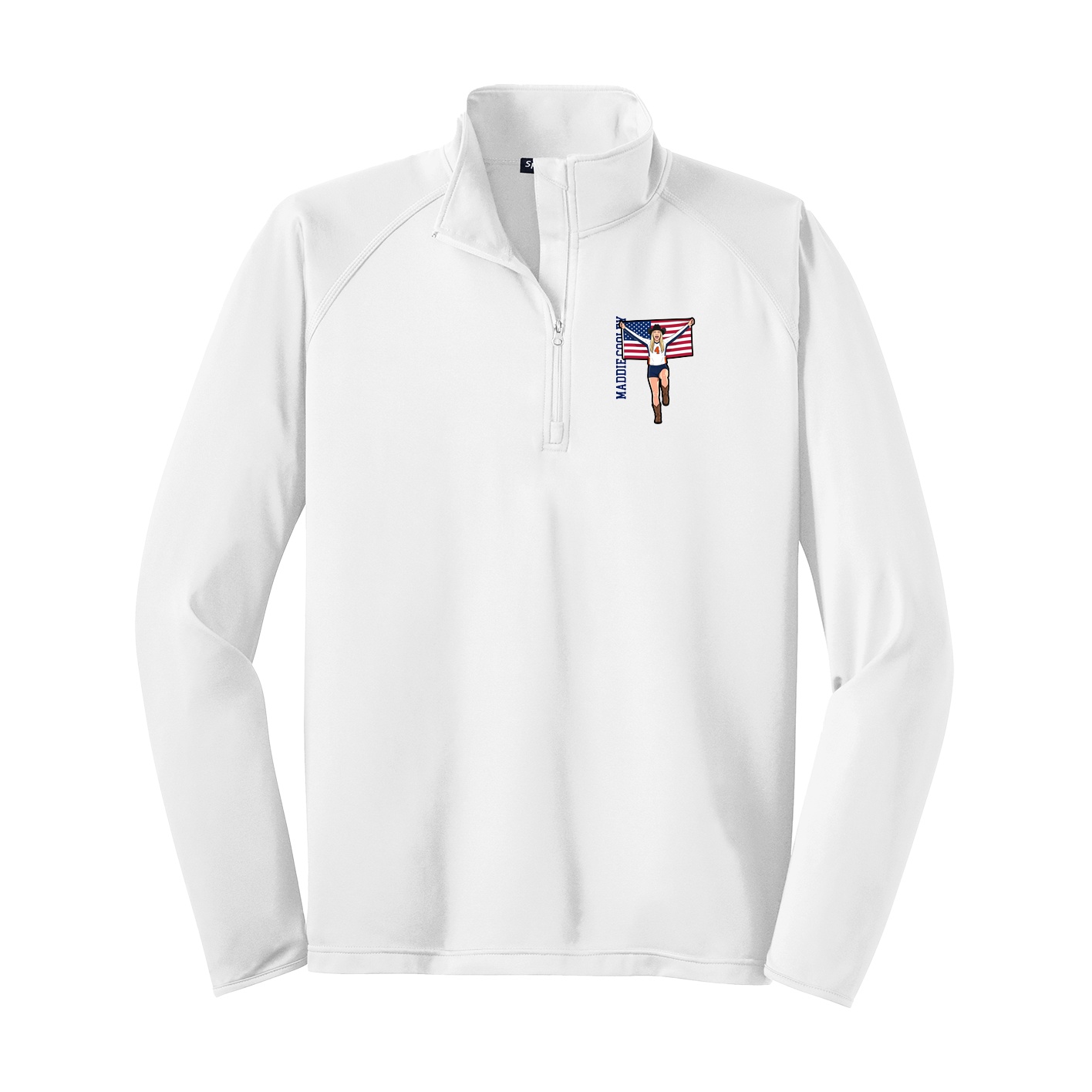 Q-Zip Pullover — Name Vertical in White