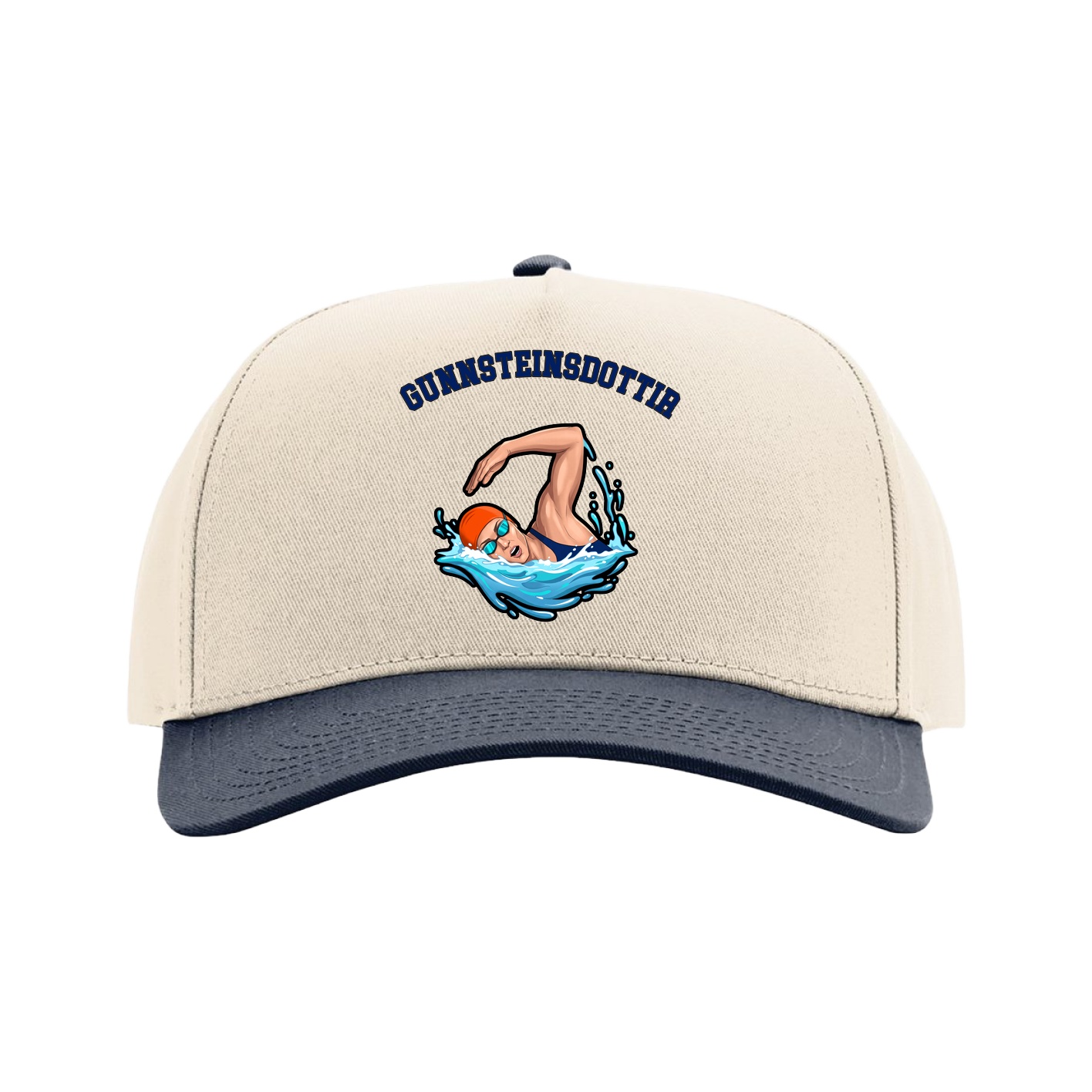 Full Fabric Five-Panel Champ Cap — Shirsey Arch in Cream/Navy