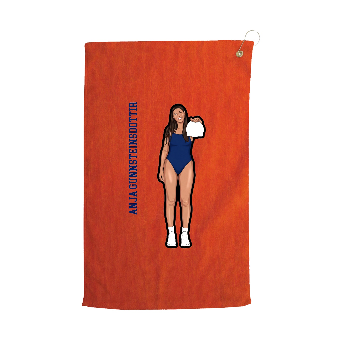 Golf Towel — Name Vertical in Orange