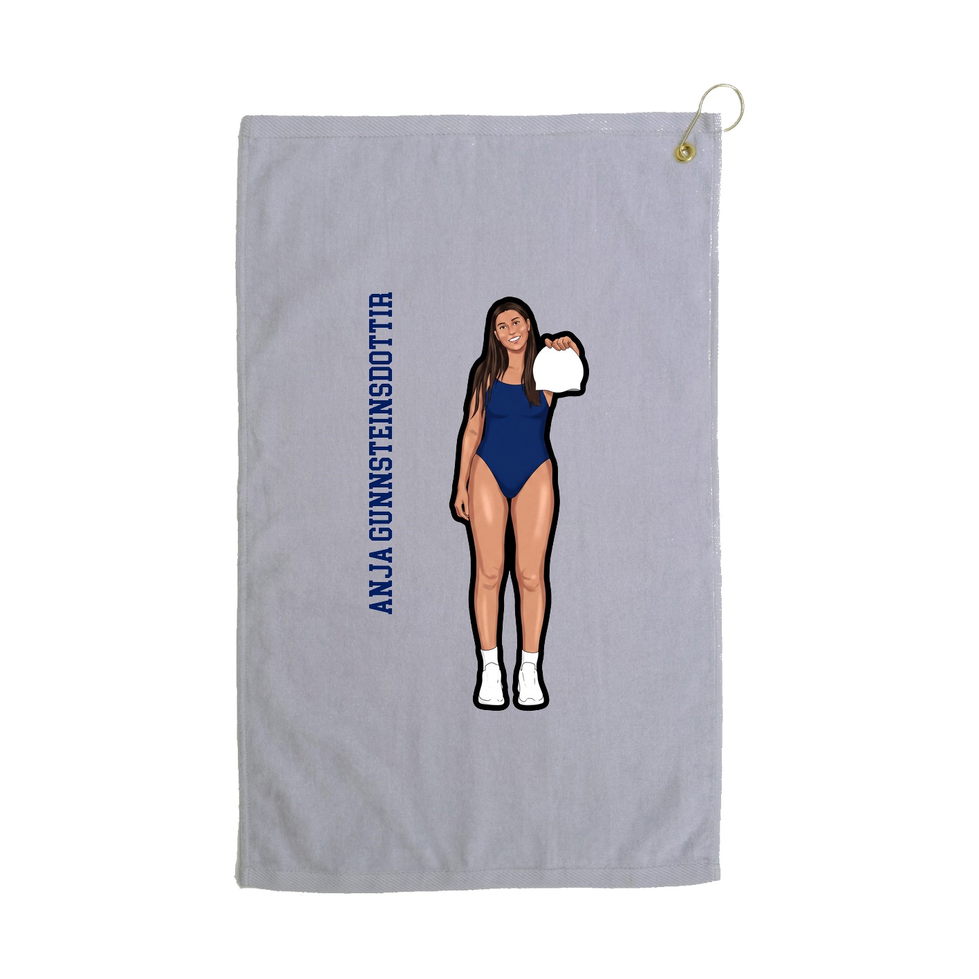 Golf Towel — Name Vertical in Grey