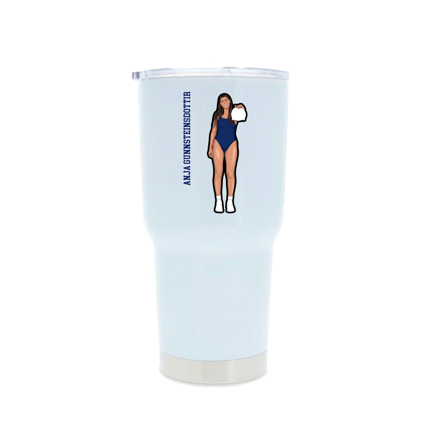 30oz Stainless Steel Tumbler — Name Vertical in White
