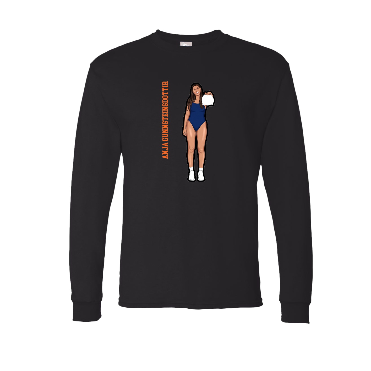 Long Sleeve Tee — Name Vertical in Black