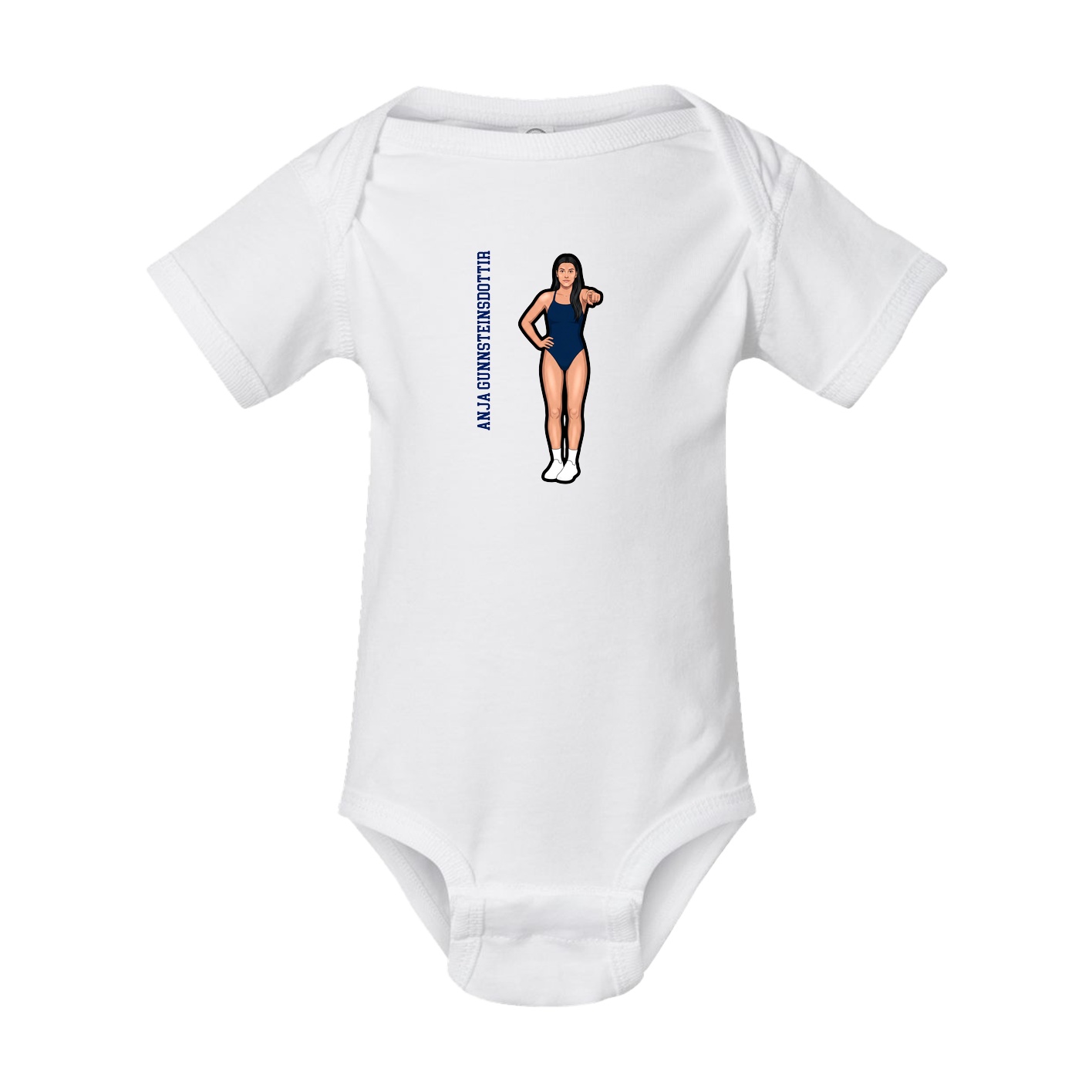 Baby Onesie — Name Vertical in White