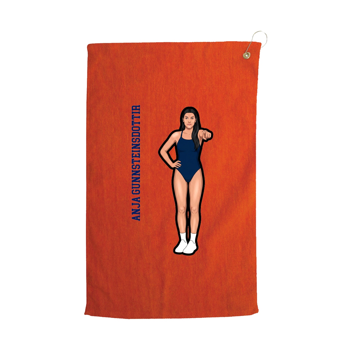 Golf Towel — Name Vertical in Orange